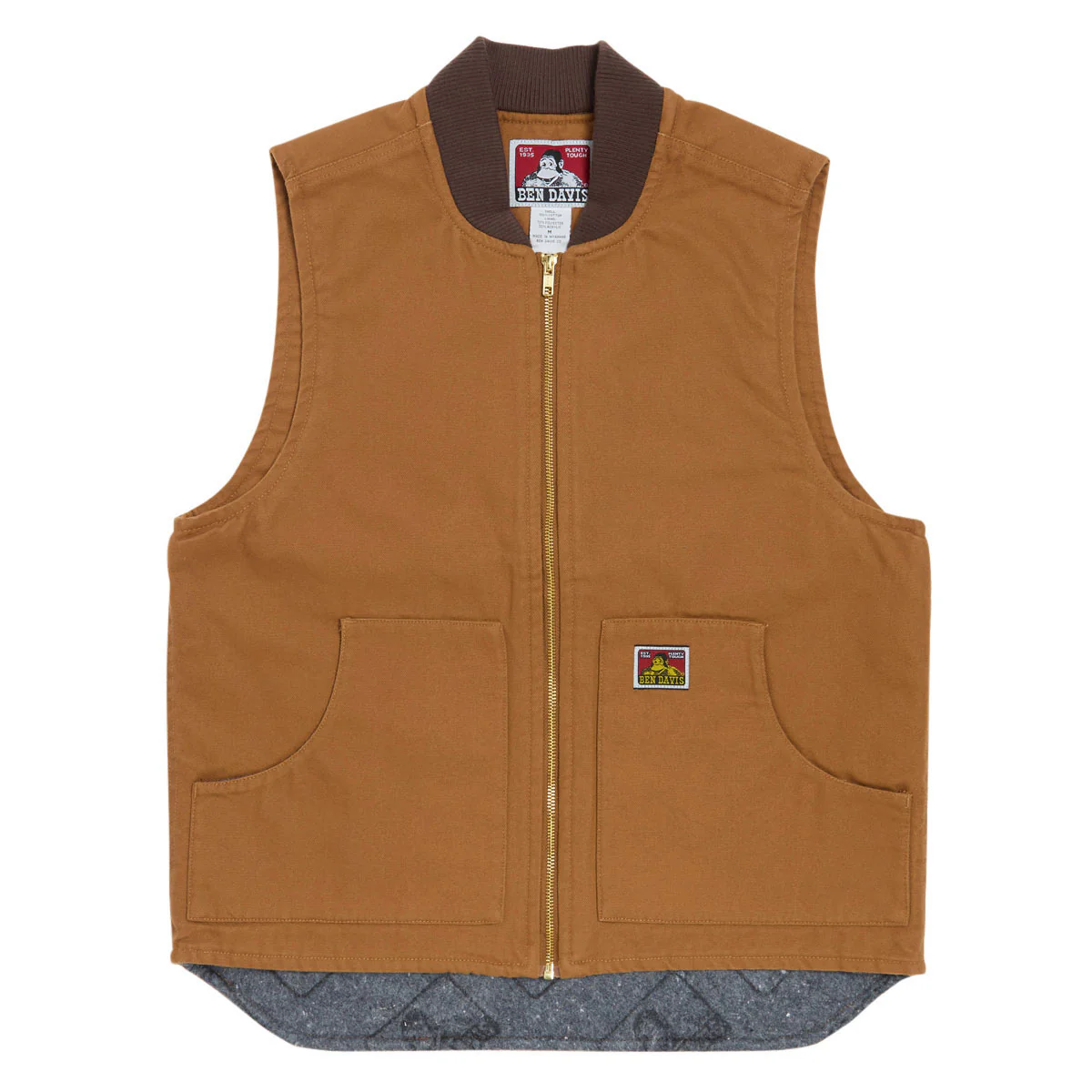 Ben Davis Canvas Lined Vest Jacket - Brown