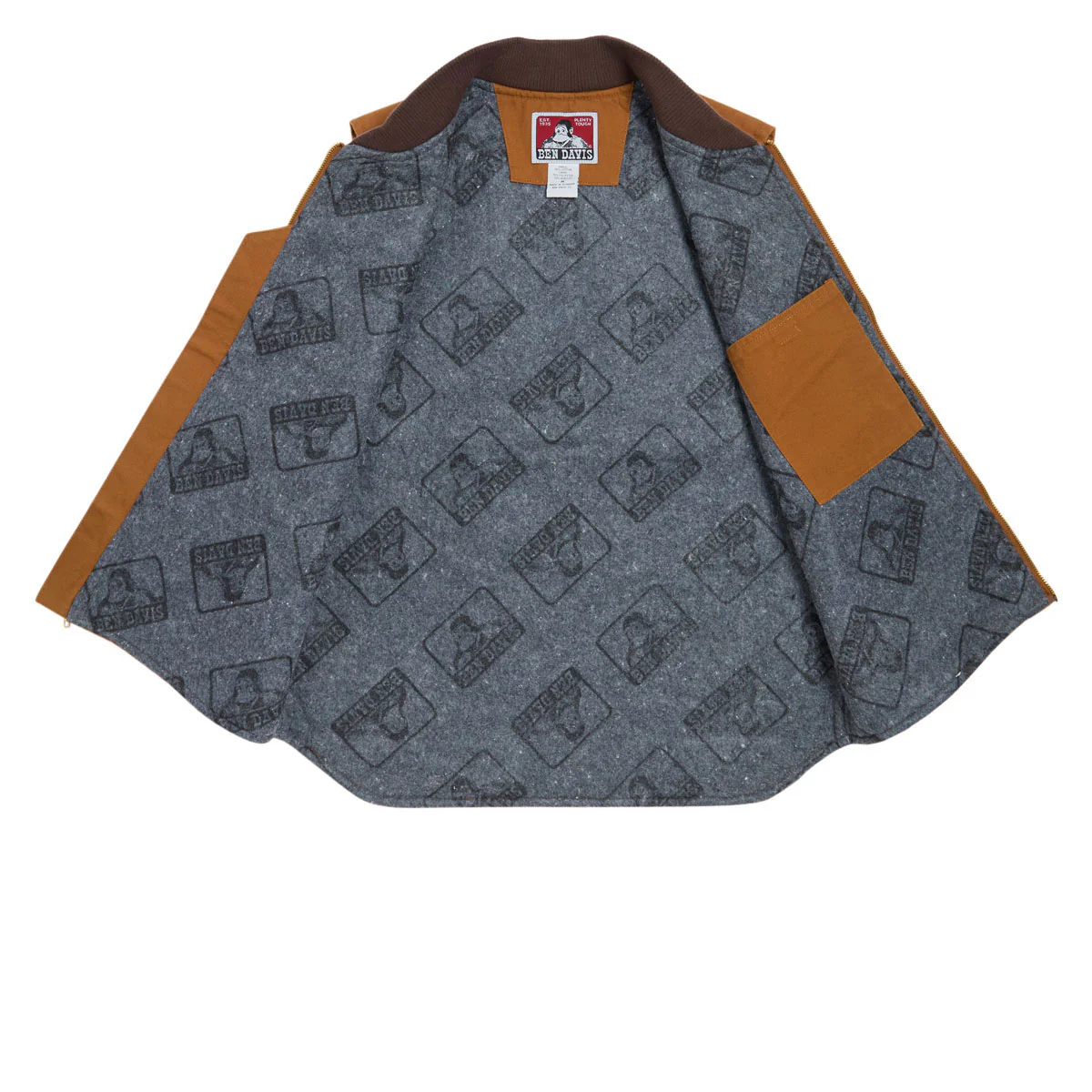 Ben Davis Canvas Lined Vest Jacket - Brown - Image 3