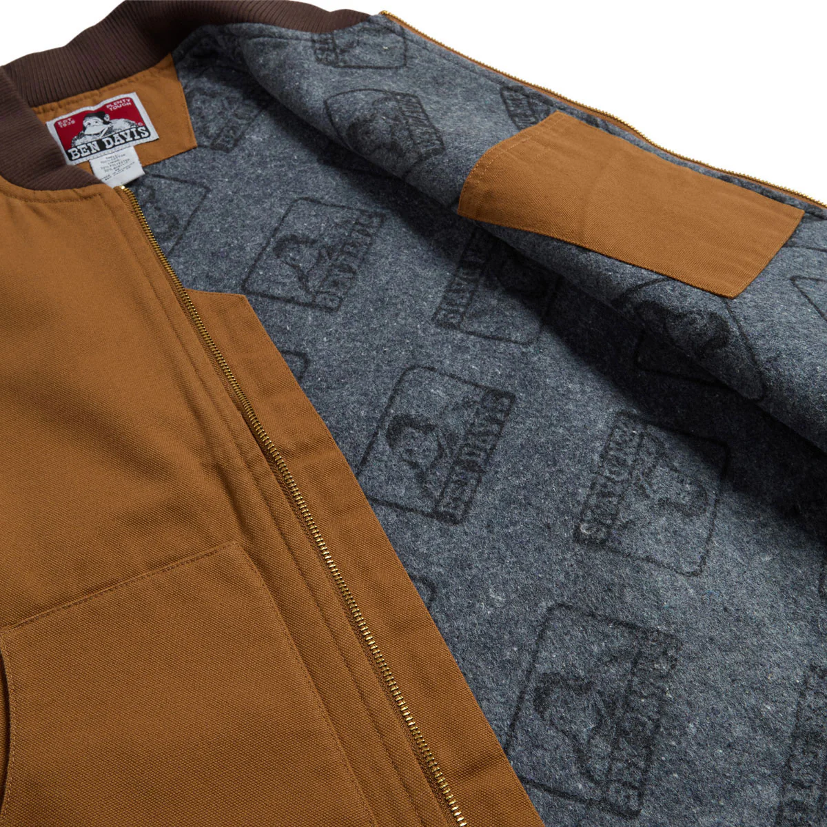 Ben Davis Canvas Lined Vest Jacket - Brown - Image 4