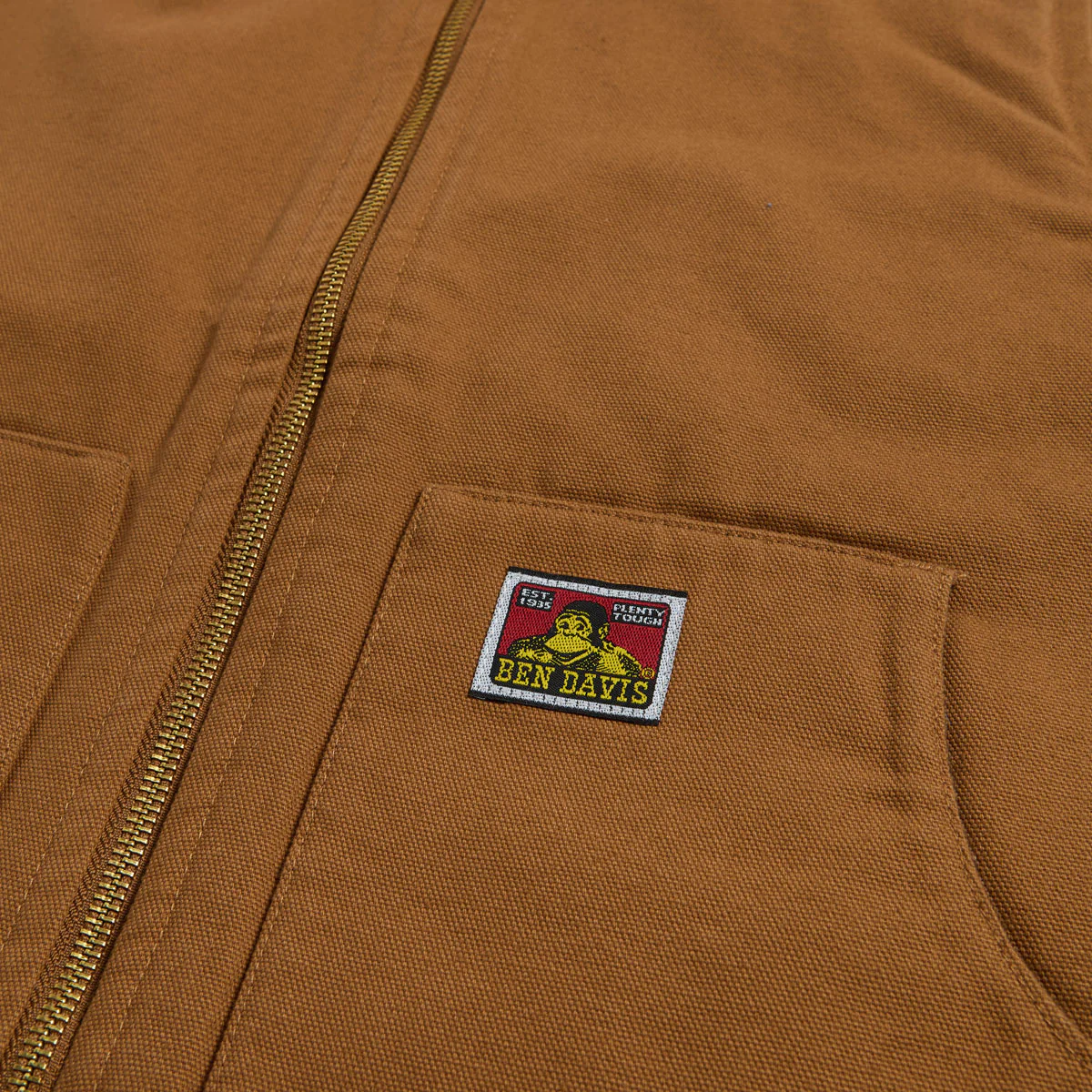 Ben Davis Canvas Lined Vest Jacket - Brown - Image 5
