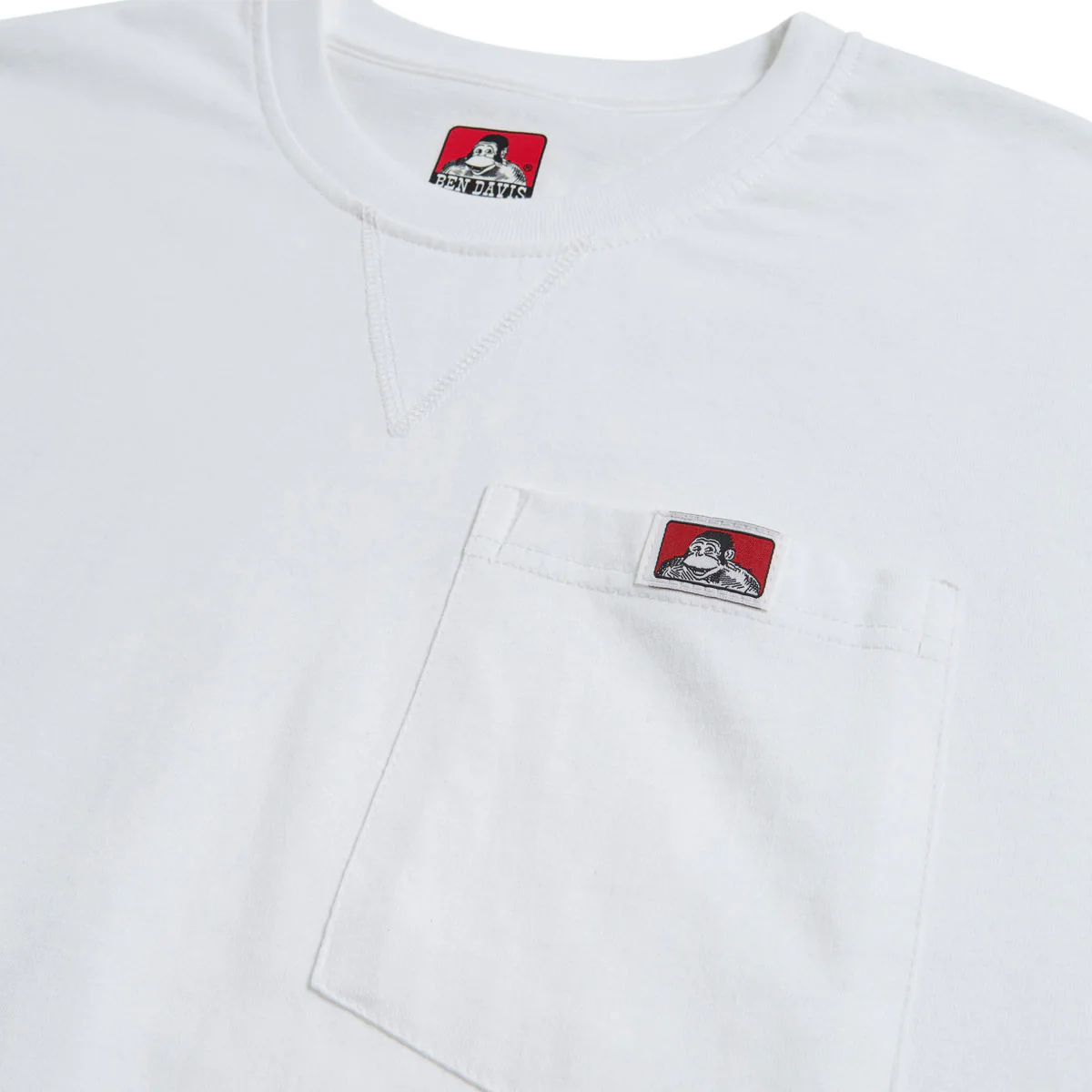 Ben Davis Heavy Duty Long Sleeve Pocket T-Shirt - White - Image 3
