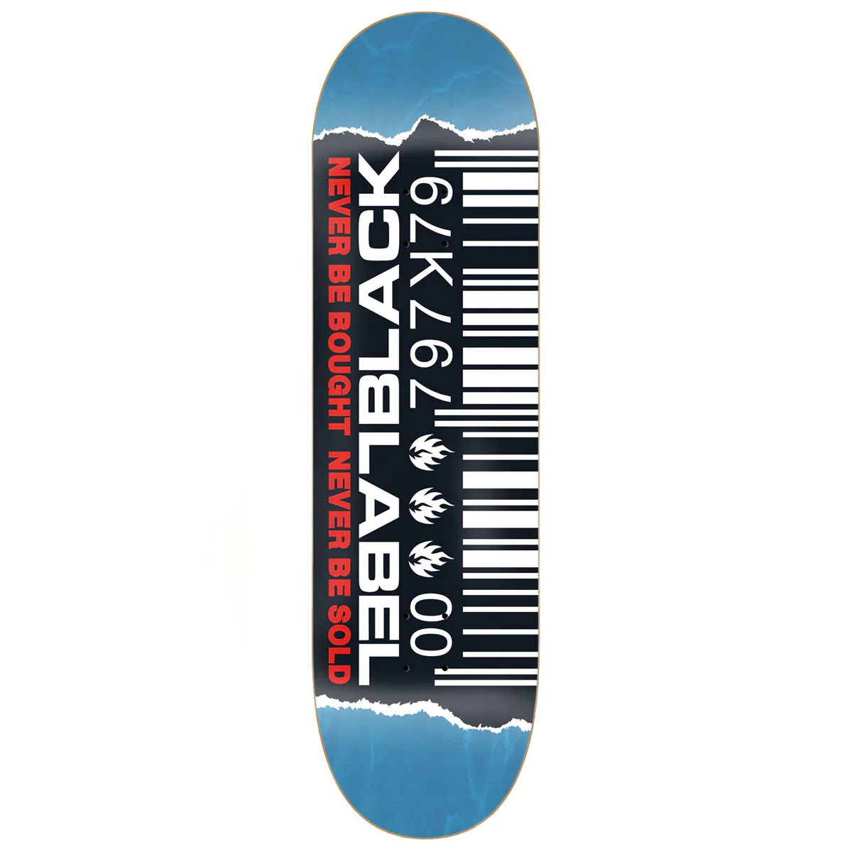 Black Label Ripped Barcode Skateboard Deck - Assorted Stains - 8.25"