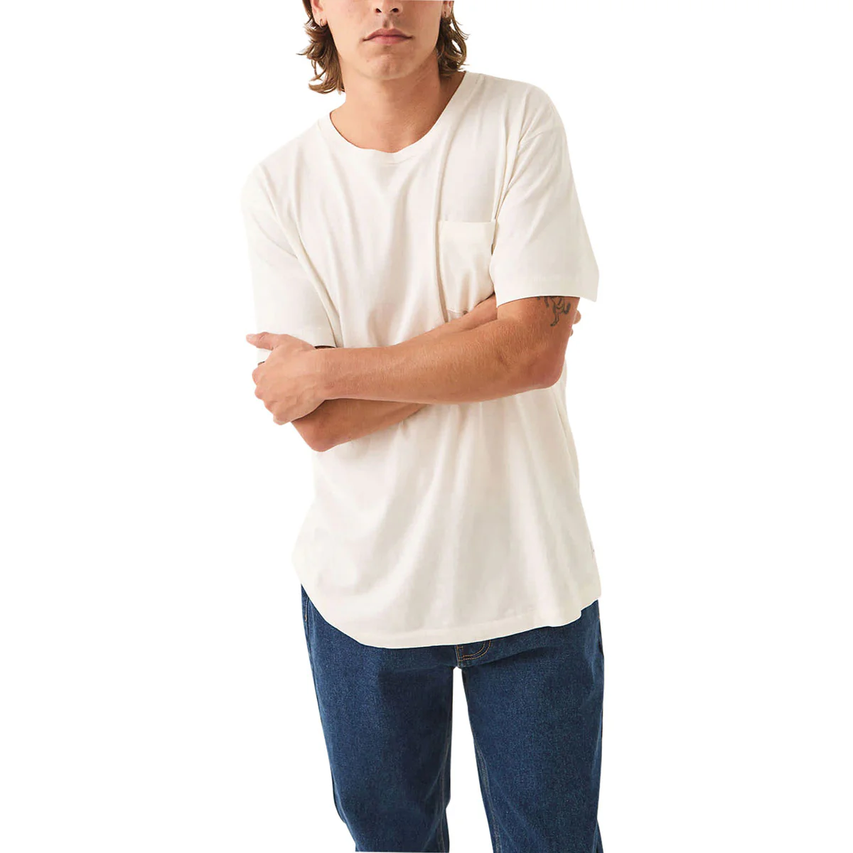 Brixton Baseline Pocket T-Shirt - Off White Vintage Wash - Image 2