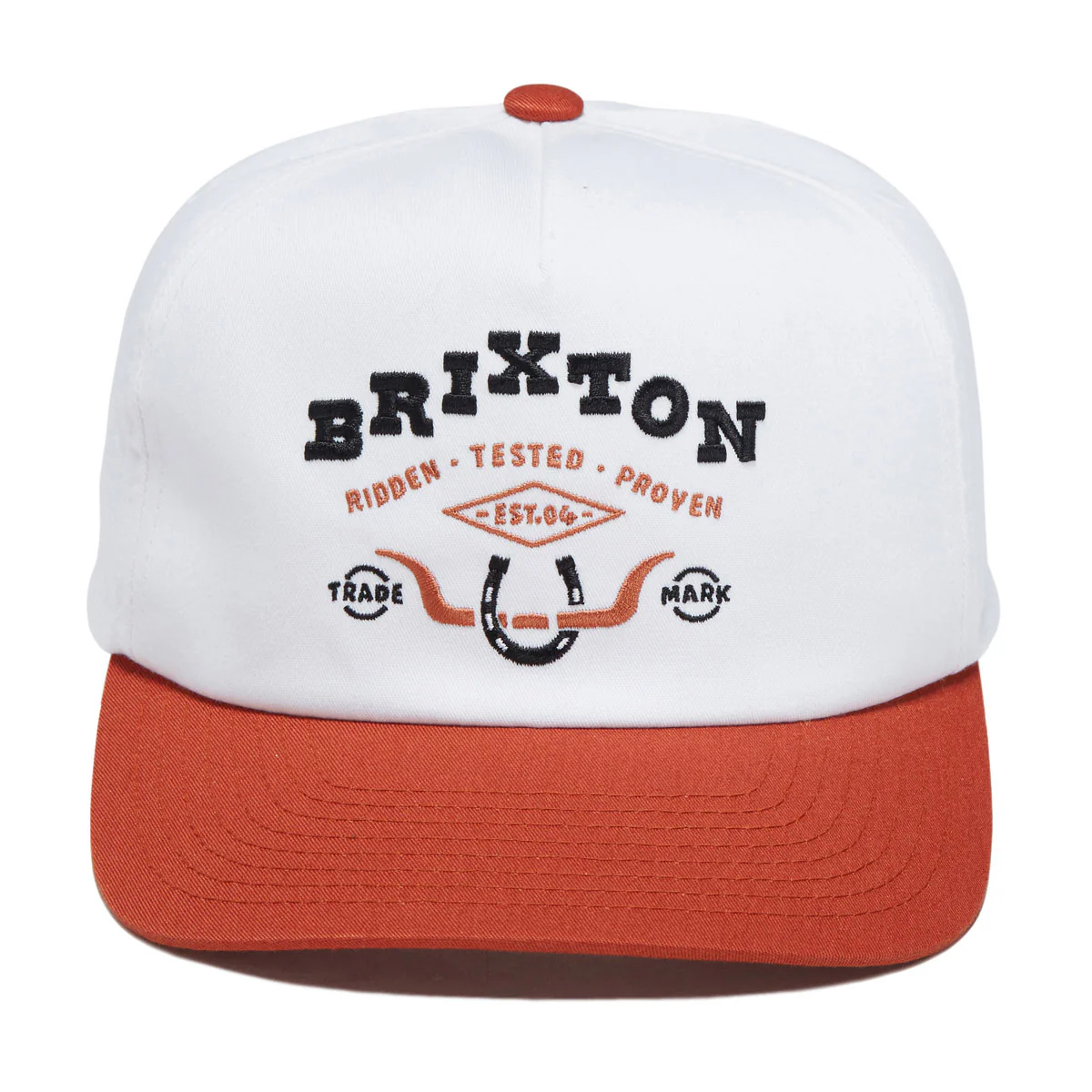 Brixton Beekman MP Snapback Hat - Off White/Rust - Image 2