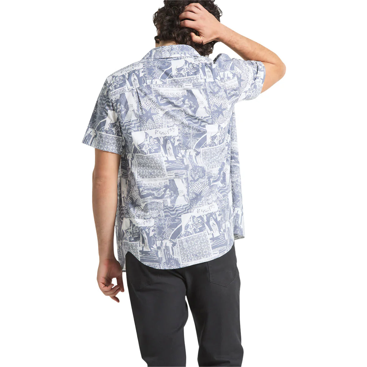 Brixton Charter Print Shirt - Navy/White Collage - Image 2