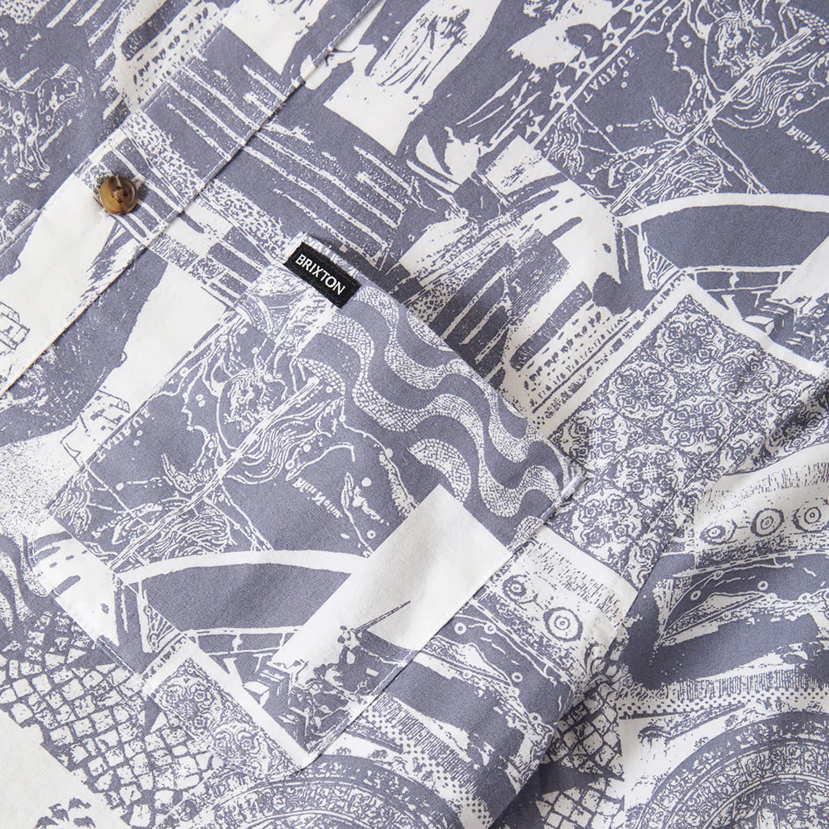 Brixton Charter Print Shirt - Navy/White Collage - Image 6