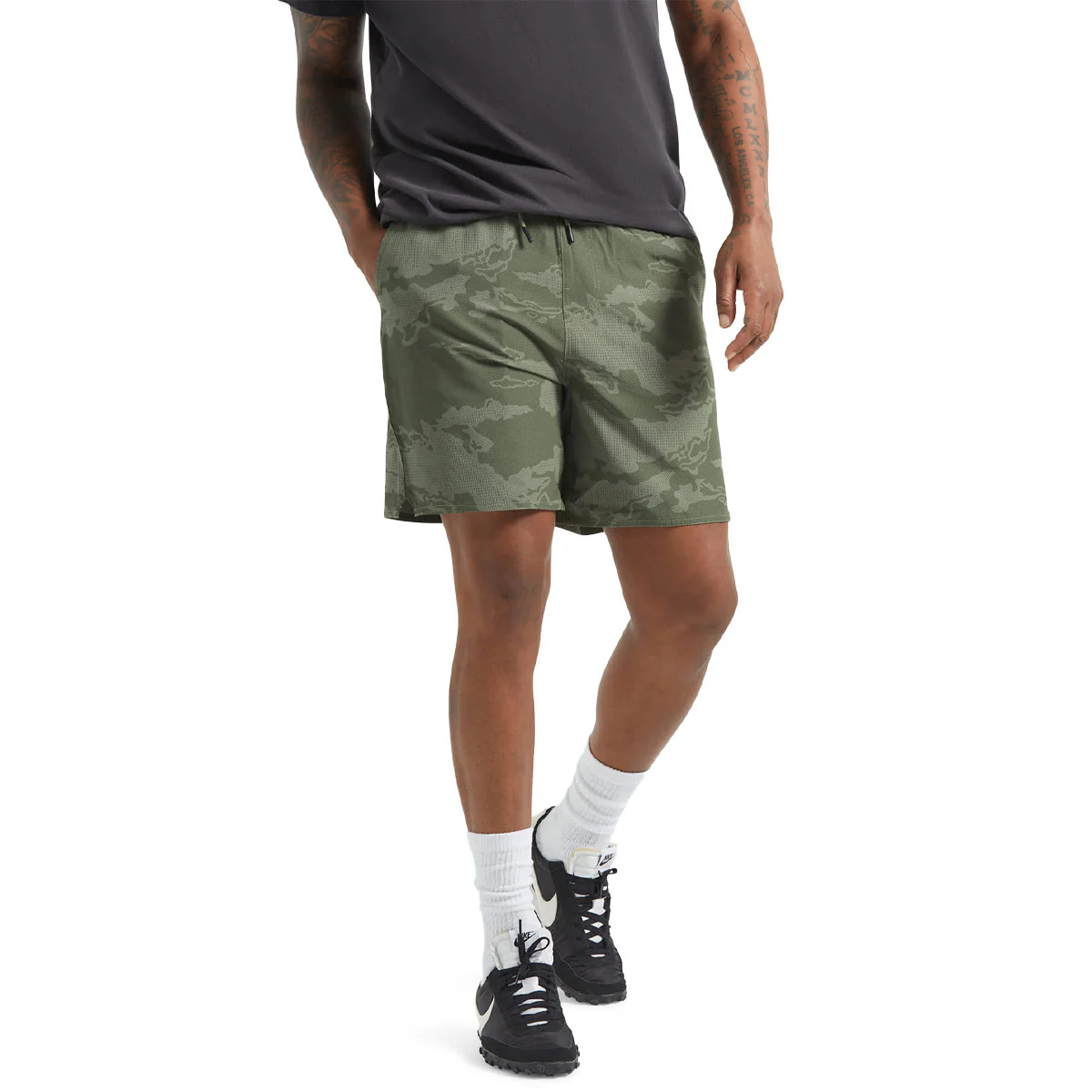 Brixton Journey Active Shorts - Olive Tiger Camo - Image 2