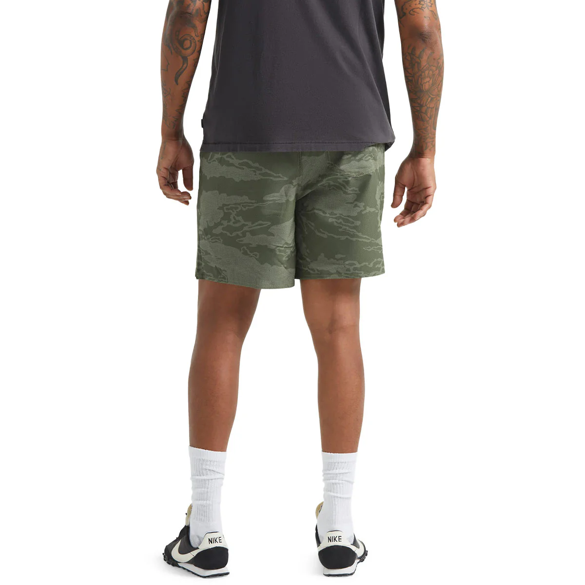 Brixton Journey Active Shorts - Olive Tiger Camo - Image 3