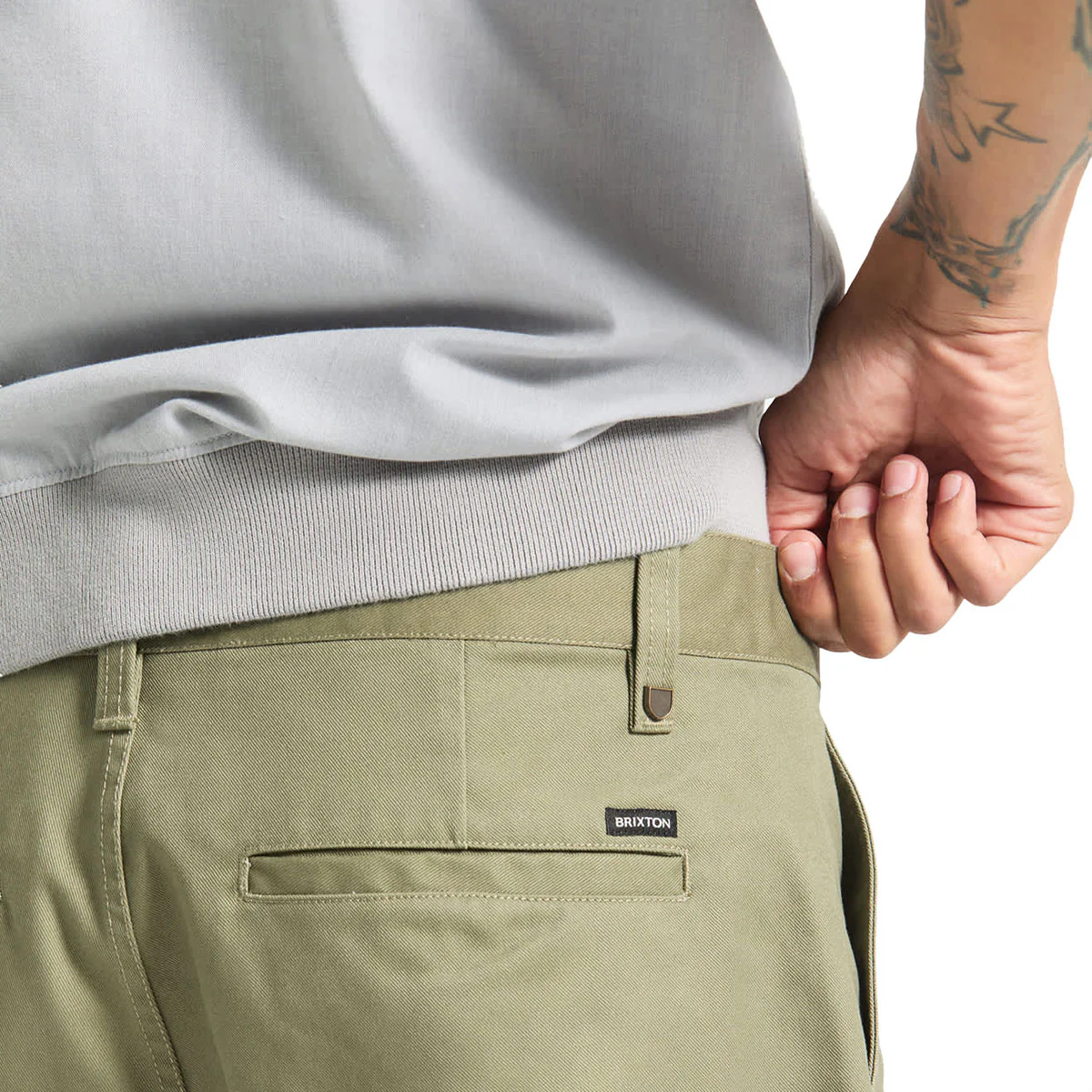Brixton Santo Chino Shorts - Olive Surplus - Image 5