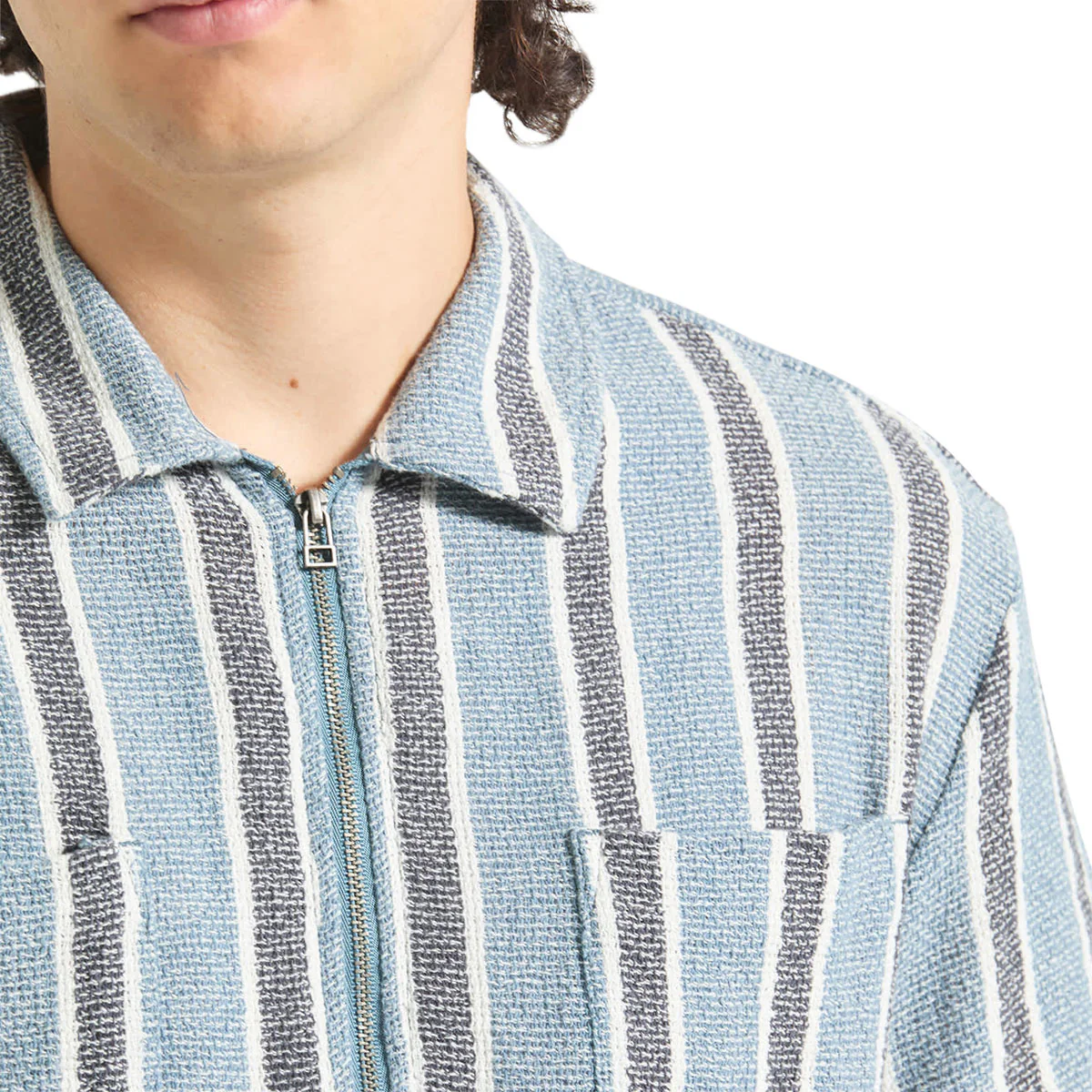 Brixton The Dexter Textured Stripe Shirt - Black/Dusty Blue - Image 2