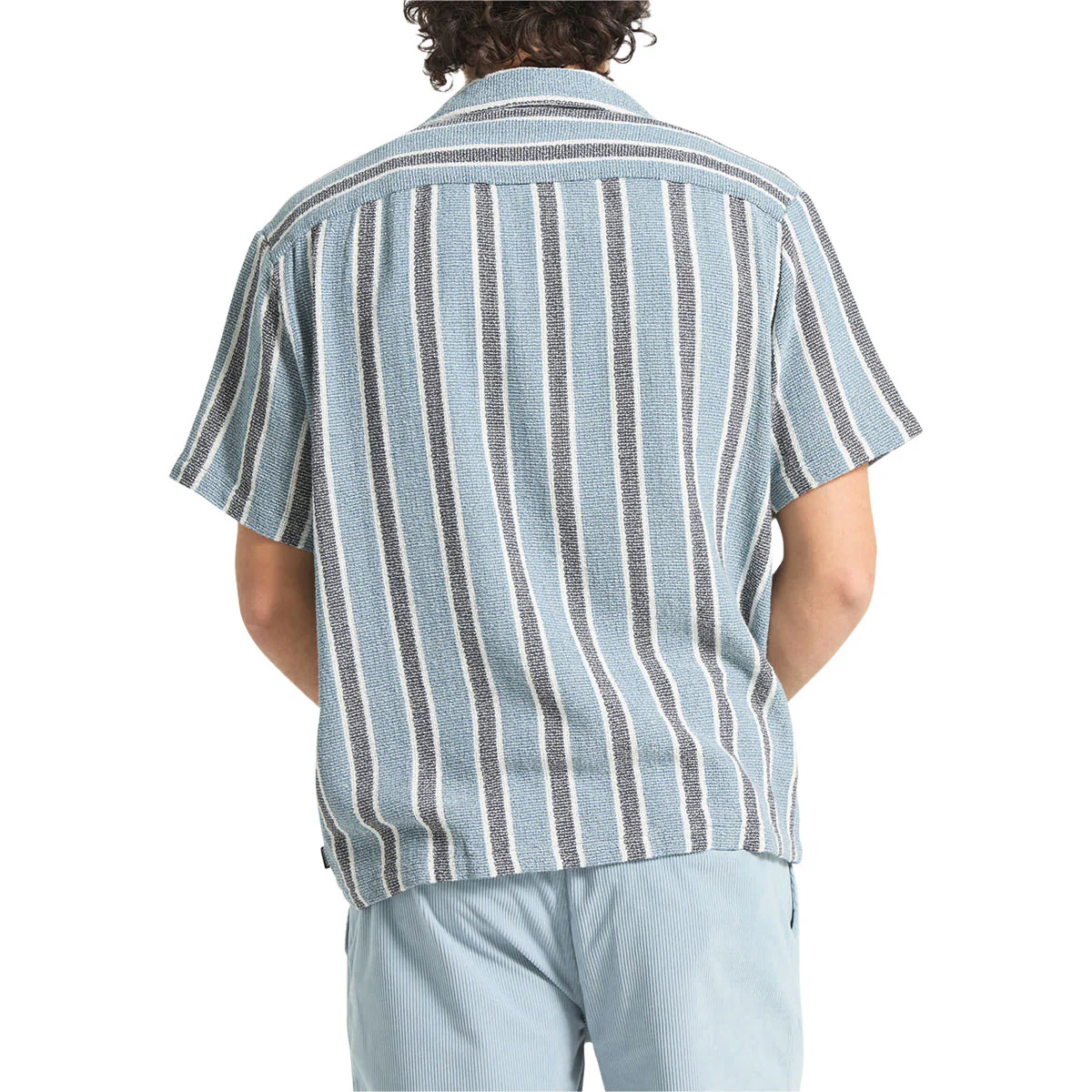 Brixton The Dexter Textured Stripe Shirt - Black/Dusty Blue - Image 3
