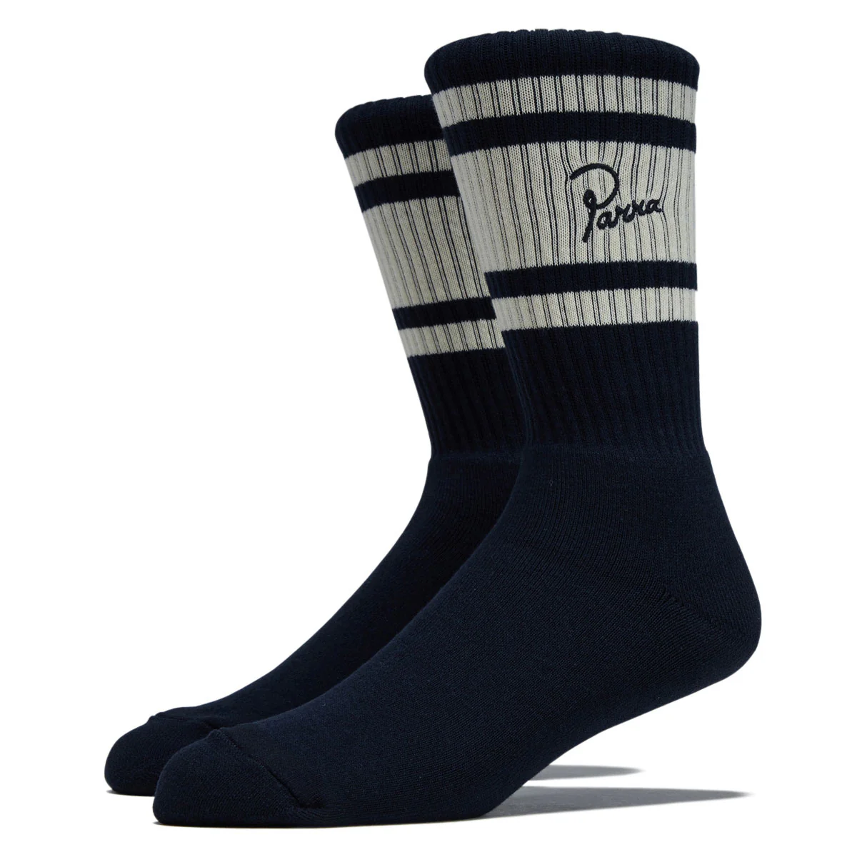 By Parra Signature Striped Crew Socks - Navy Blue