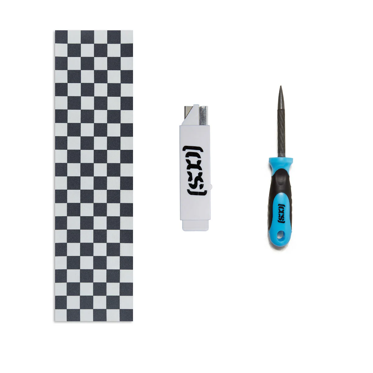 CCS All In One Grip Tape Skate Bundle - Checkerboard Black/White
