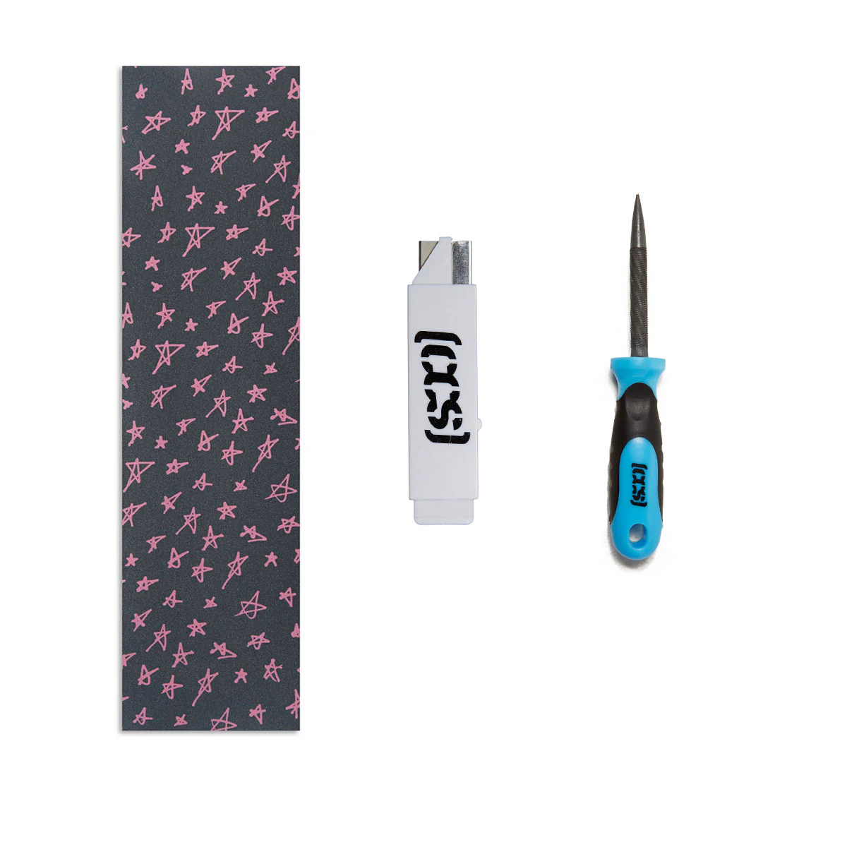 CCS All In One Grip Tape Skate Bundle - Stars Black/Pink