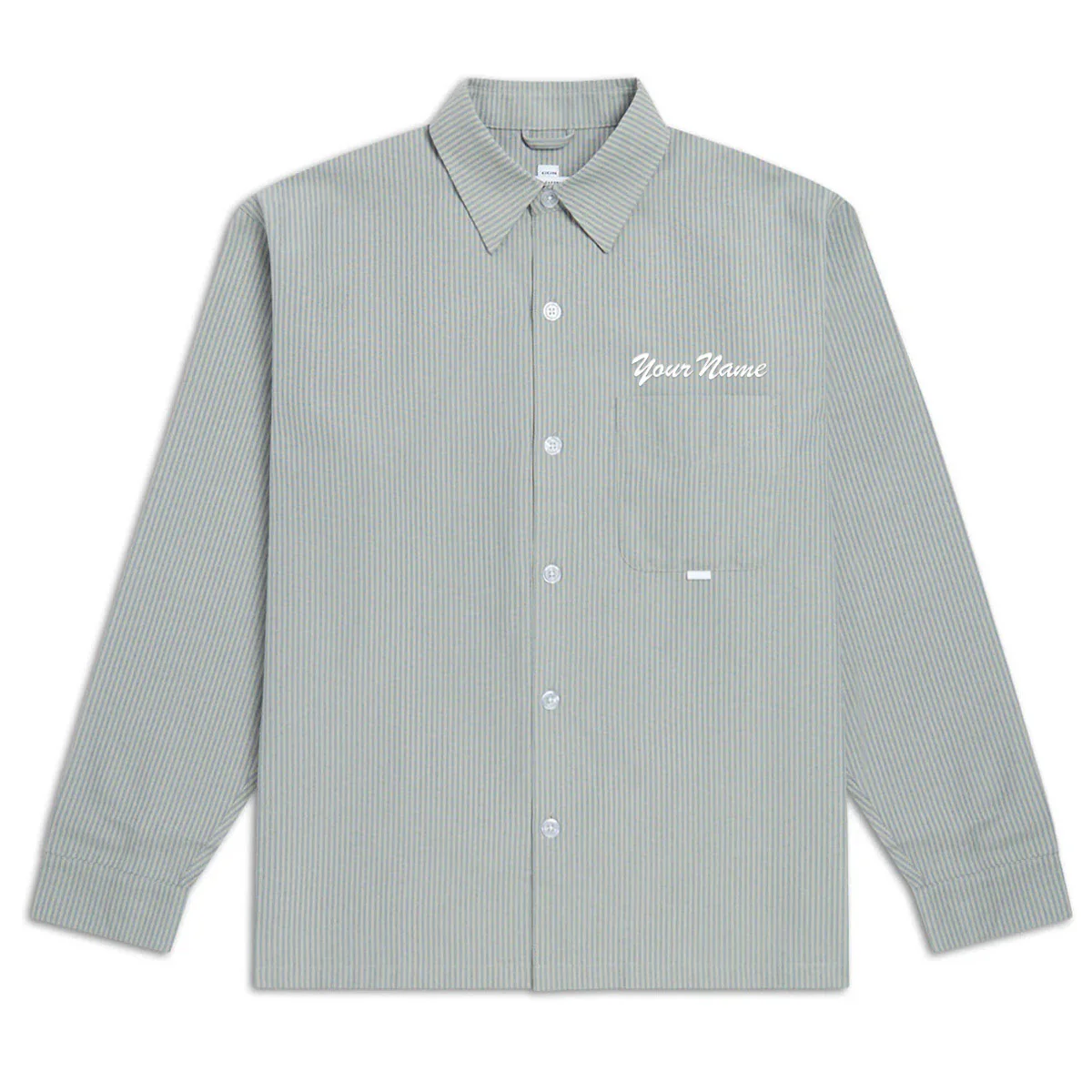 CCS Custom Embroidered Box Oxford Shirt - Green Stripe
