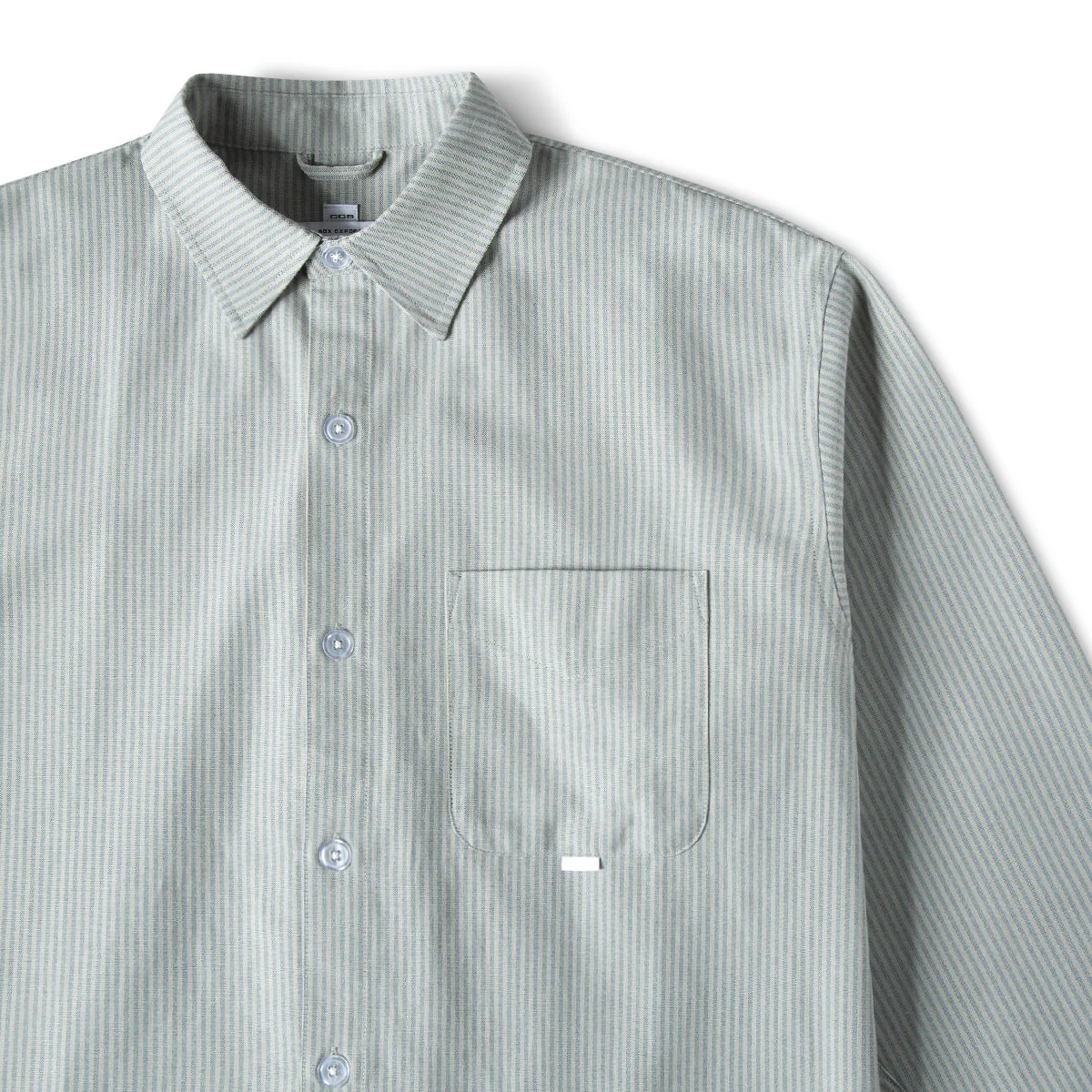 CCS Custom Embroidered Box Oxford Shirt - Green Stripe - Image 3