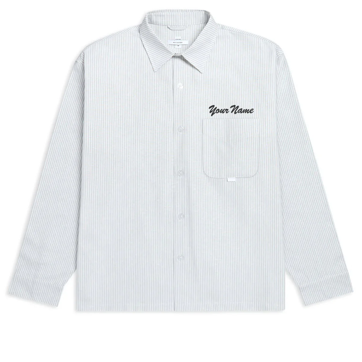 CCS Custom Embroidered Box Oxford Shirt - Grey Stripe - XL