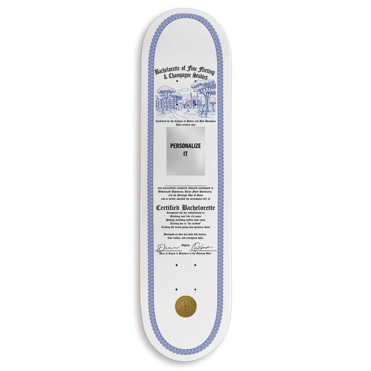 CCS Customs Together Skateboard Deck - Bachelorette Certificate - 8.25"