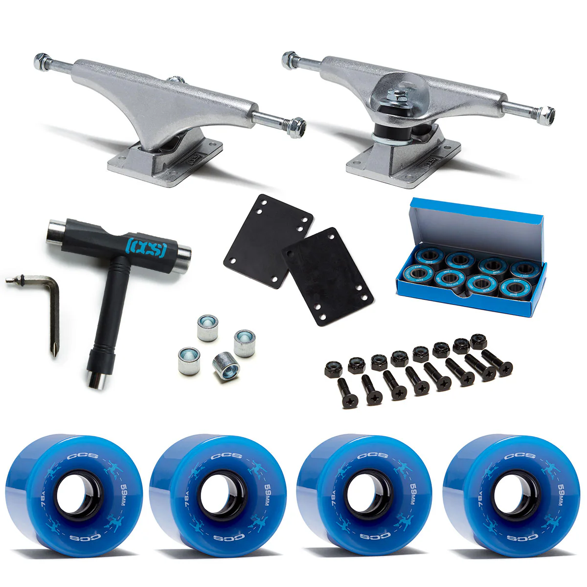 CCS Retro Cruiser Skateboard Assembly Kit - Blue - 129mm