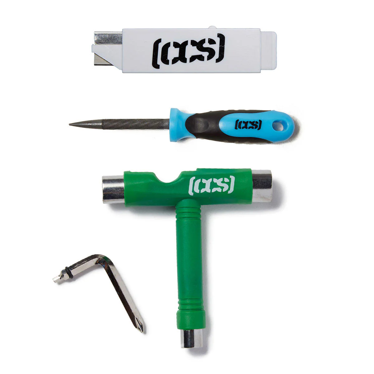 CCS Skateboard Tool with 2-in-1 File and Razor Blade - Green