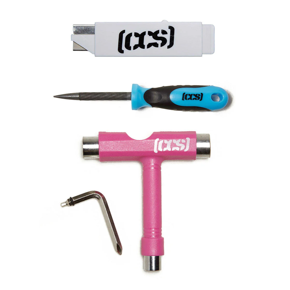 CCS Skateboard Tool with 2-in-1 File and Razor Blade - Pink