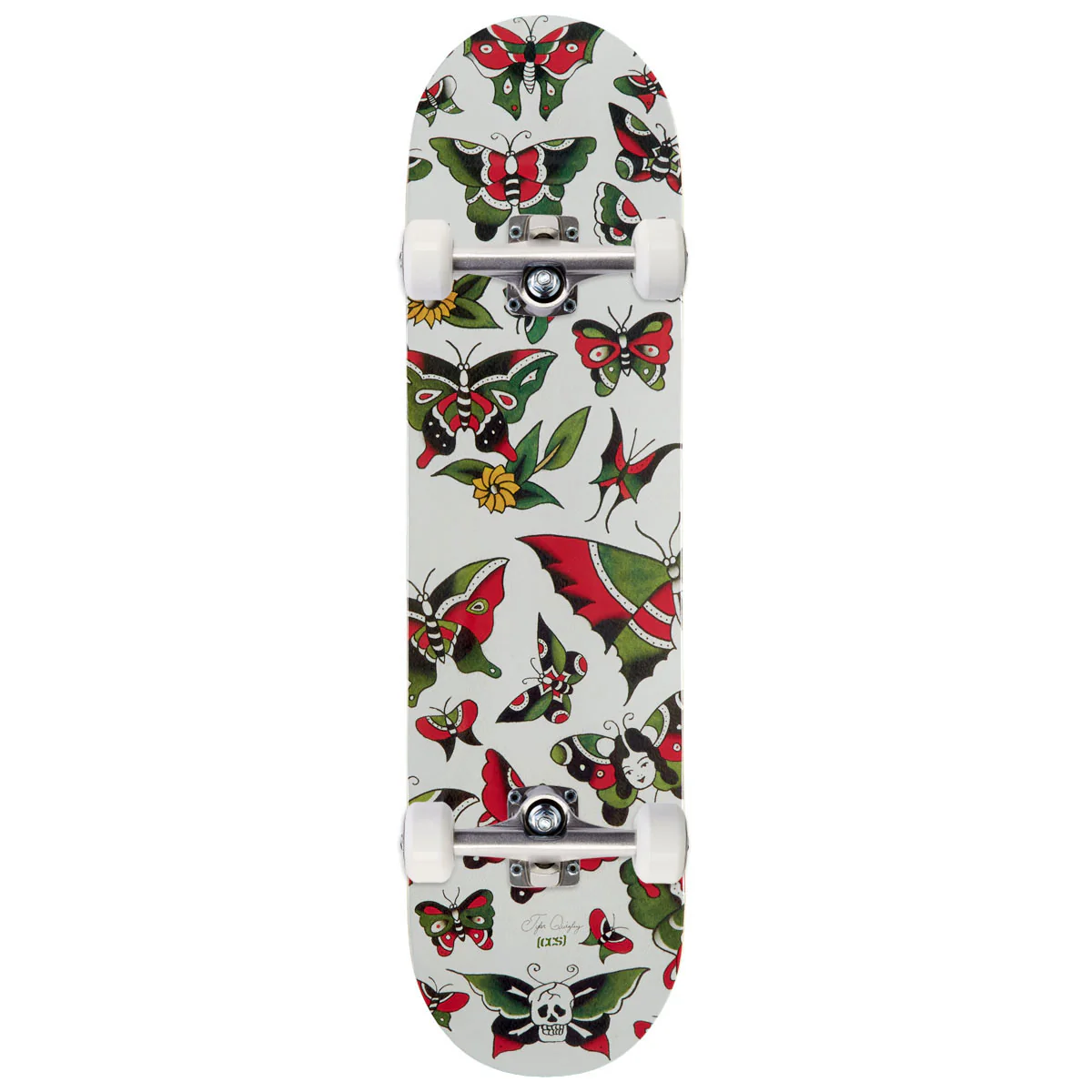 CCS x Tyler Quigley Flash Butterflies Skateboard Complete - White - 8.375"