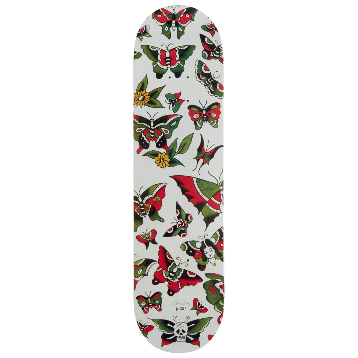 CCS x Tyler Quigley Flash Butterflies Skateboard Deck - White - 8.125"