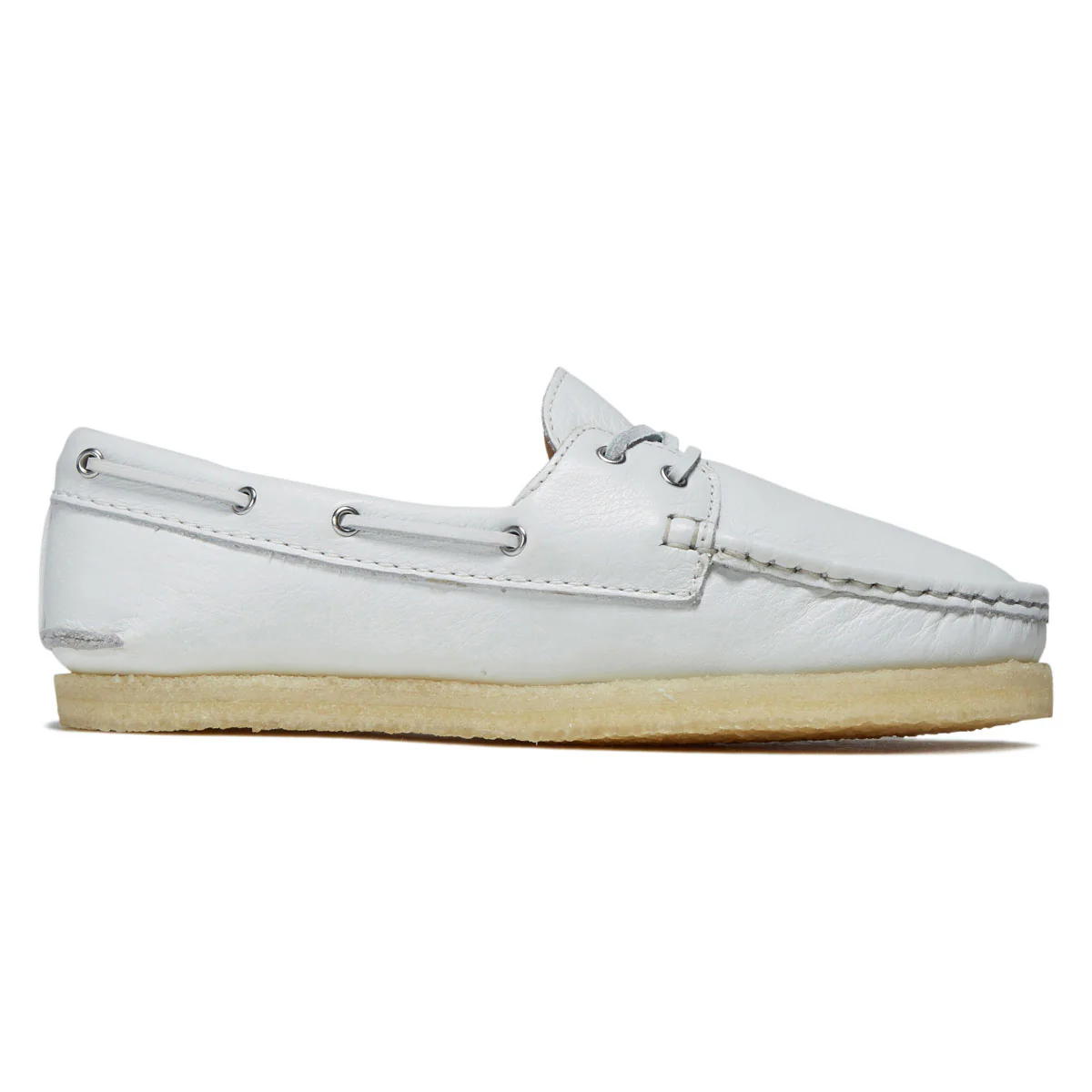 Clarks Womens Godney Boat Shoes - White Grain Leather