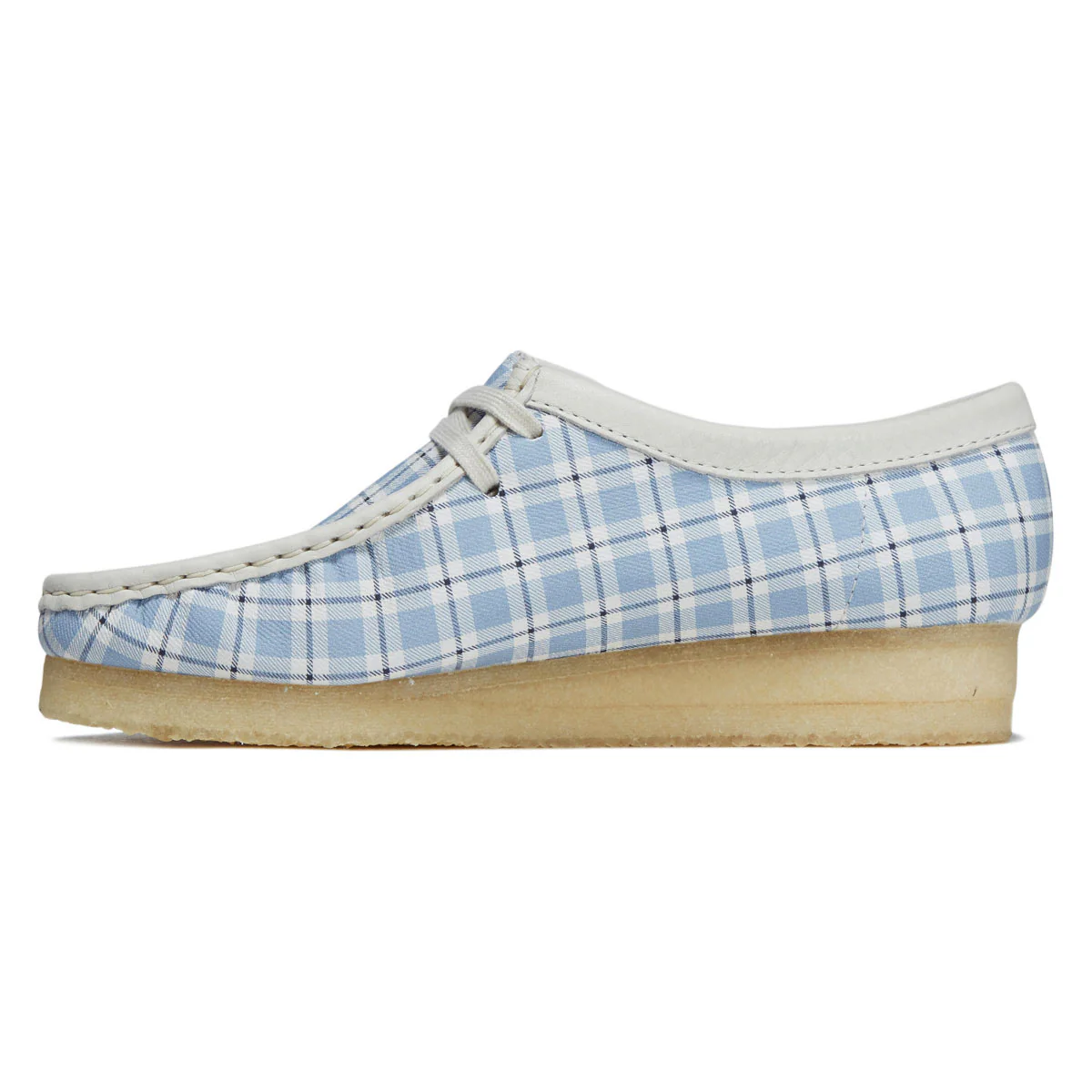 Clarks Womens Wallabee Shoes - Blue Check - Image 2