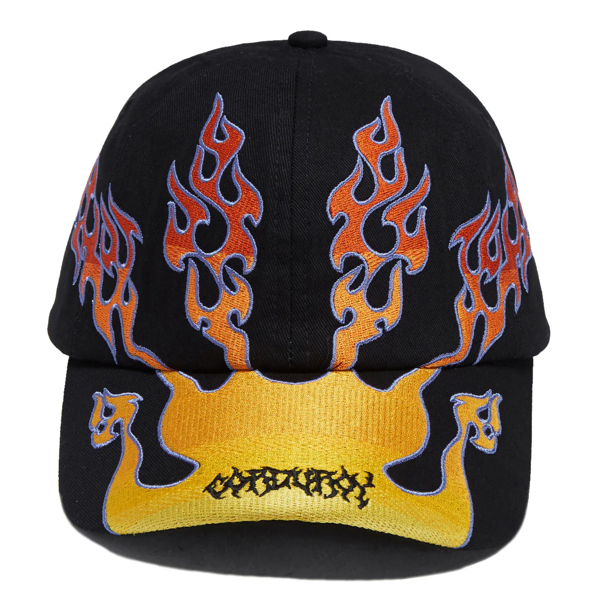 Corduroy Flames Strapback Hat - Black - Image 2