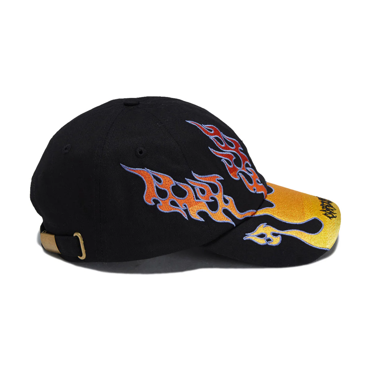 Corduroy Flames Strapback Hat - Black - Image 3