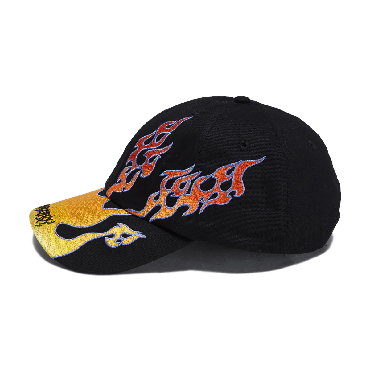 Corduroy Flames Strapback Hat - Black - Image 4