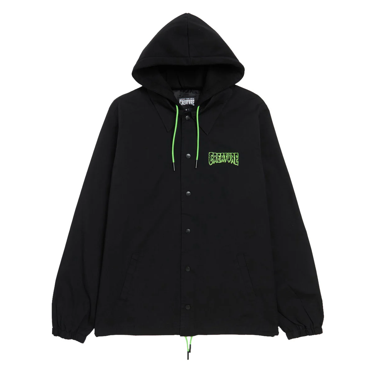 Creature Gravette Cut And Tie Hooded Windbreaker Jacket - Black