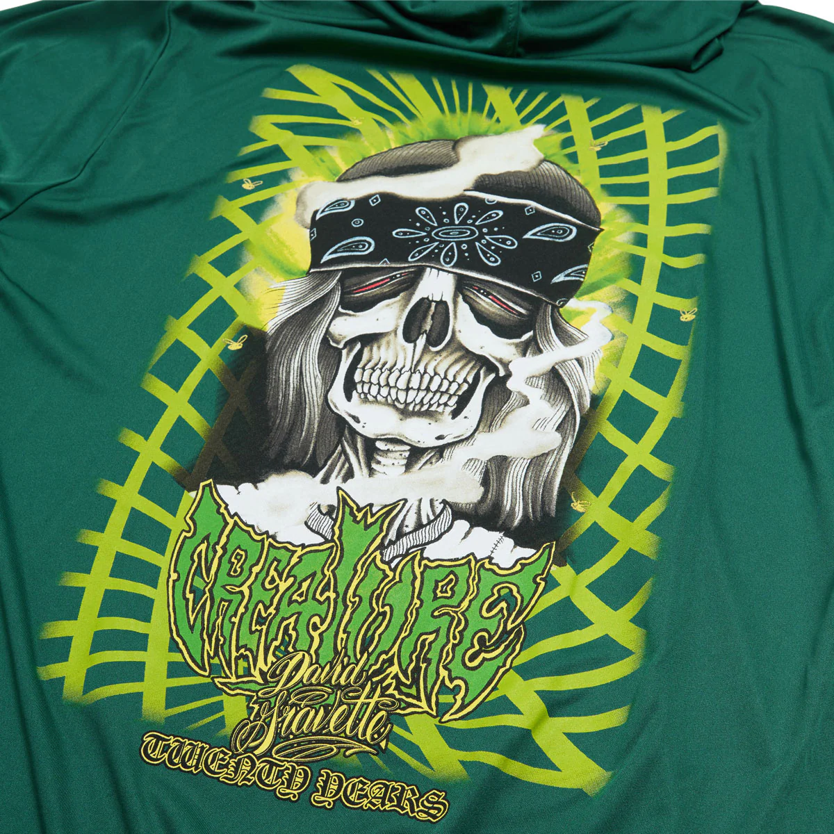 Creature Gravette Hippie Skull 20th Long Sleeve Hooded T-Shirt - Sport Forest - Image 3