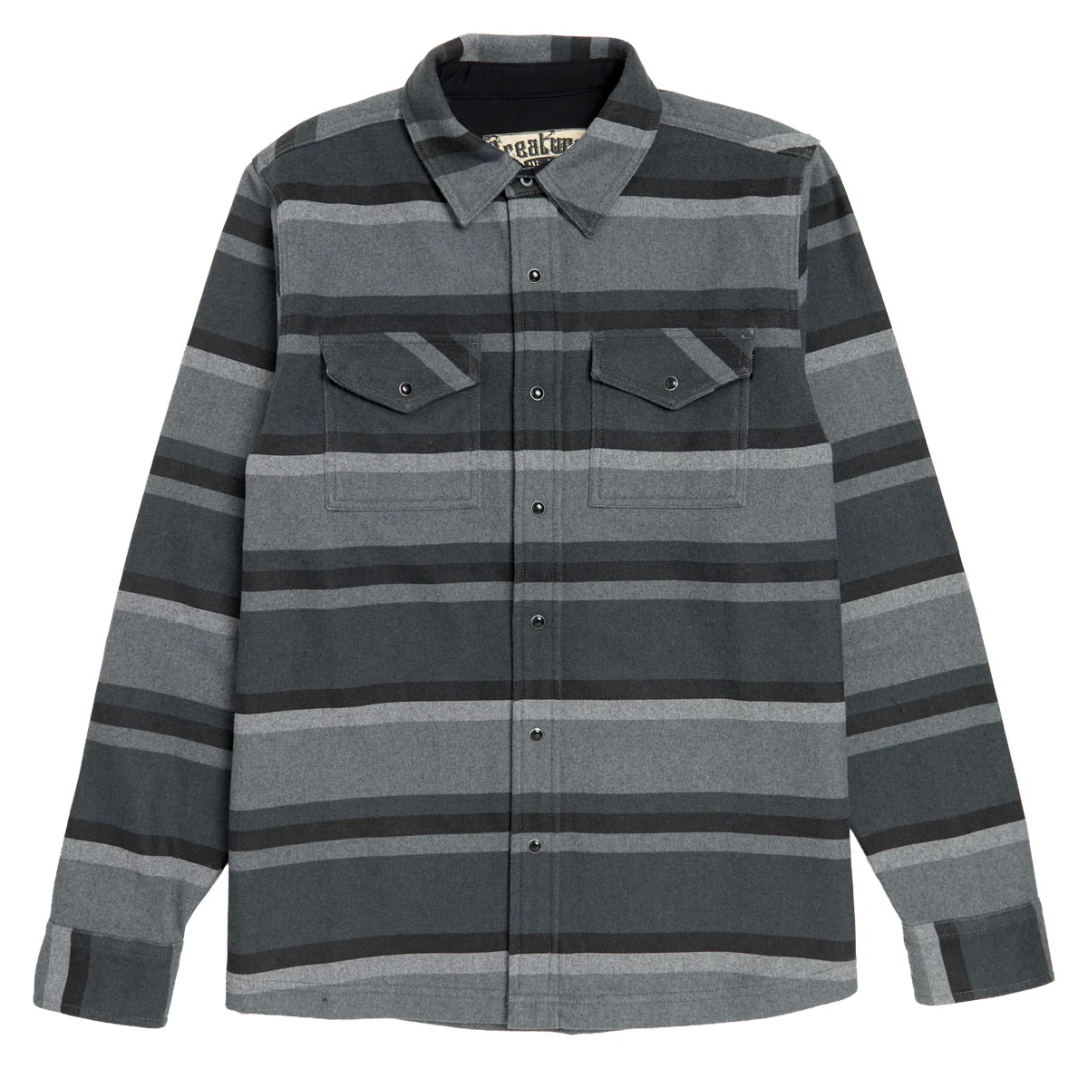 Creature Horizon Long Sleeve Flannel Shirt - Grey Scale