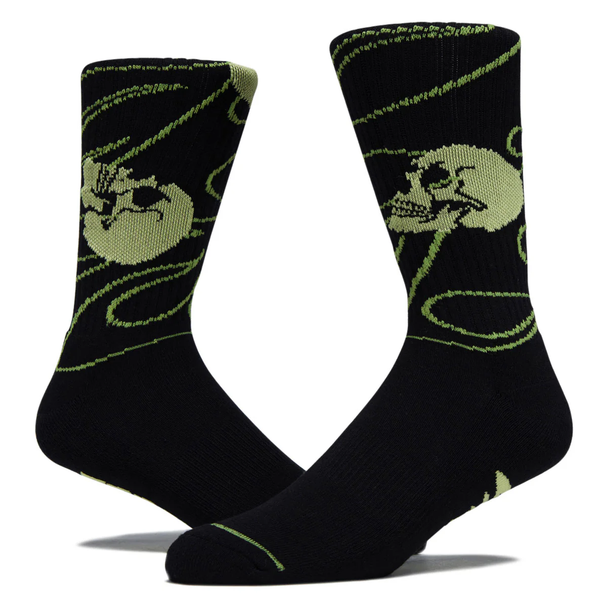 Creature Spiral Skull Crew Socks - Black - Image 2