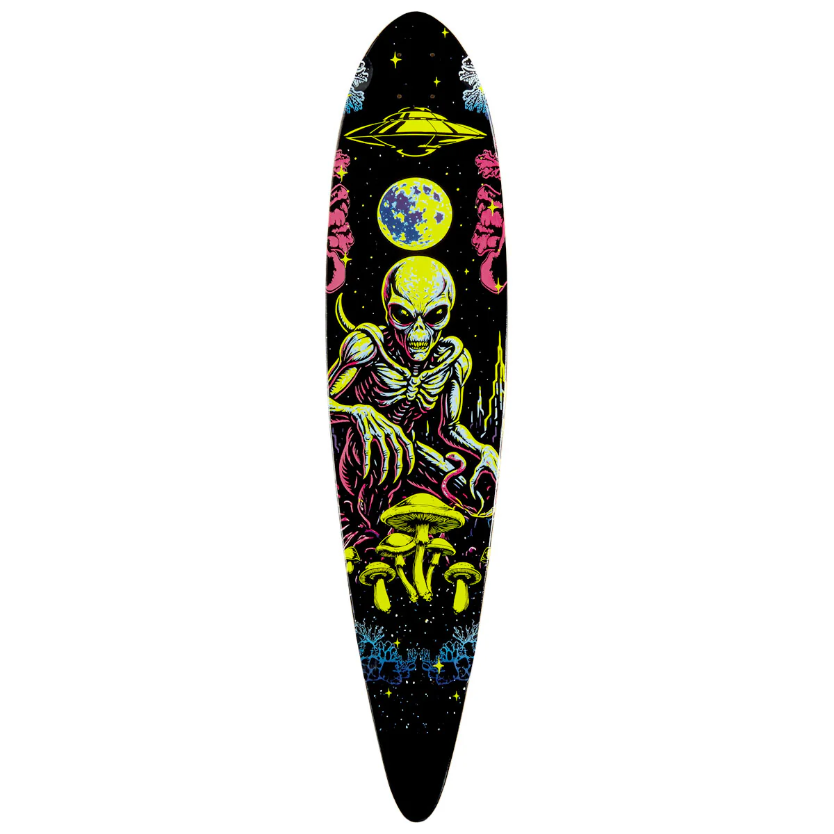 Daddies Mall Poster Blacklight Pintail Longboard Deck - Black/Glow