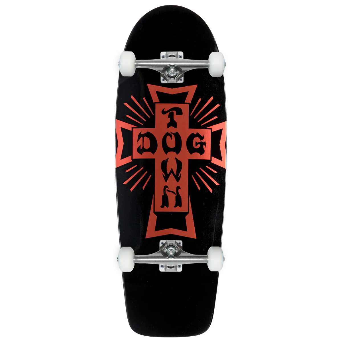 Dogtown Cross Logo 70s Rider Skateboard Complete - Gloss Black/Metallic Red Cross - 10.00"