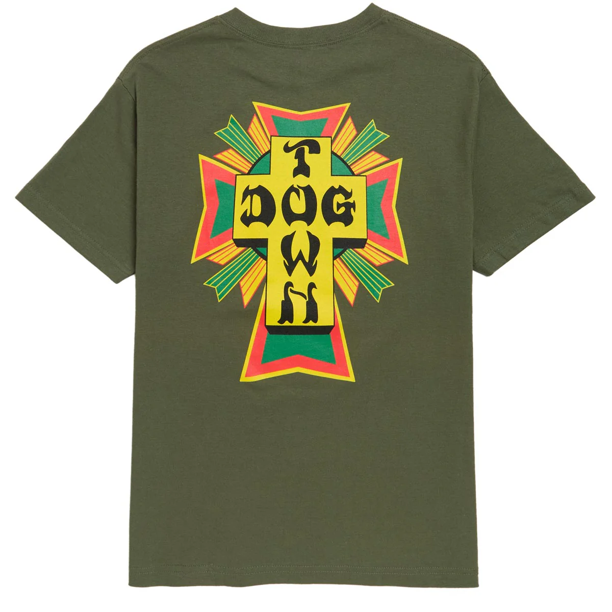 Dogtown Cross Logo Rasta T-Shirt - Olive