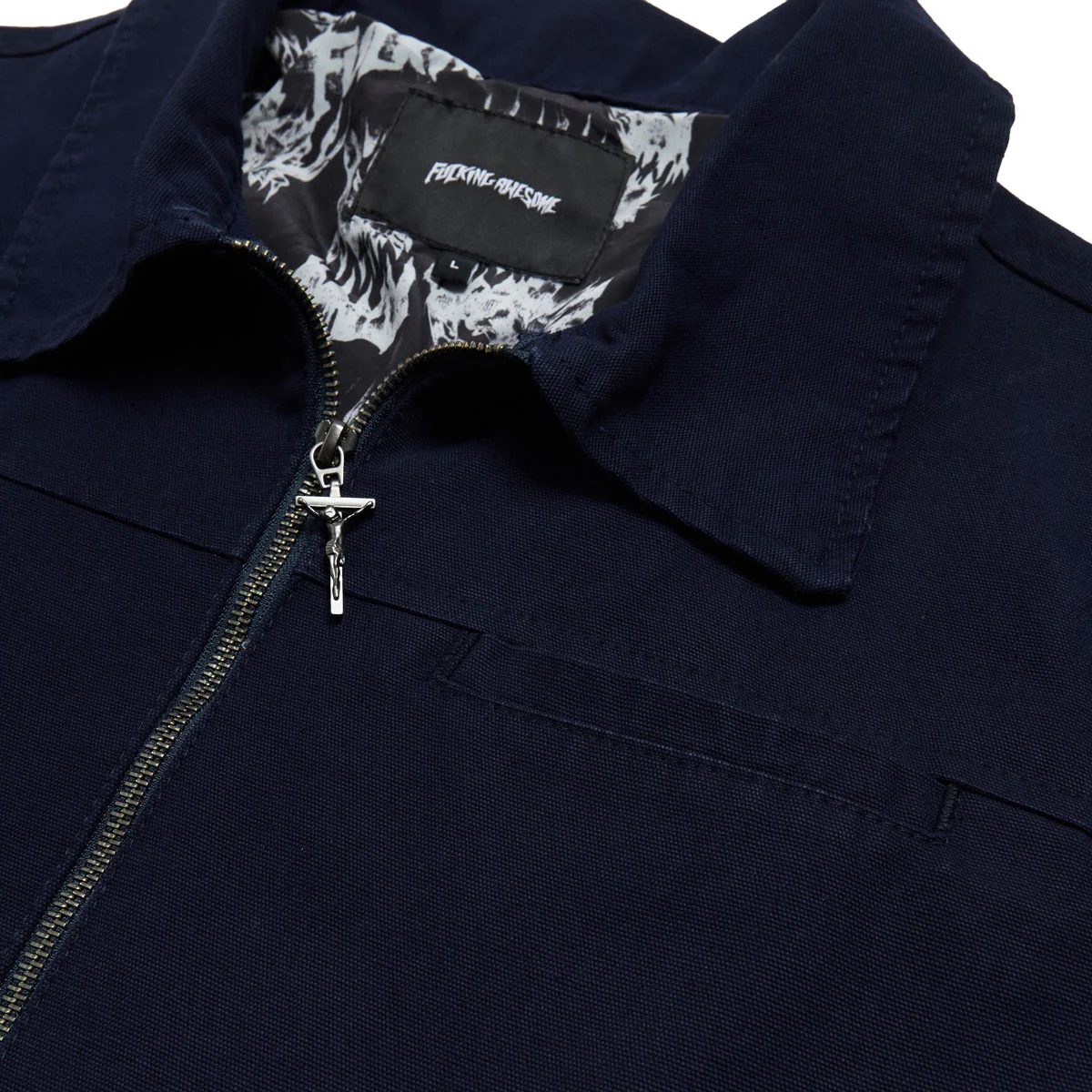 Fucking Awesome Double Zip Long Sleeve Work Shirt - Dark Blue - Image 5