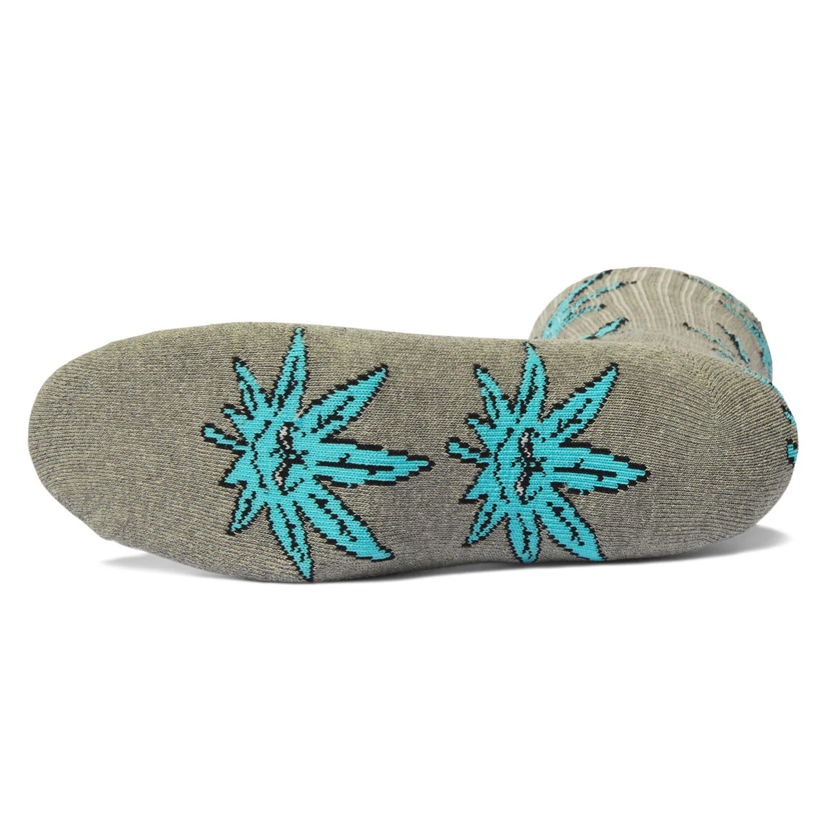 HUF Green Buddy Crew Socks - Heather Grey - Image 2