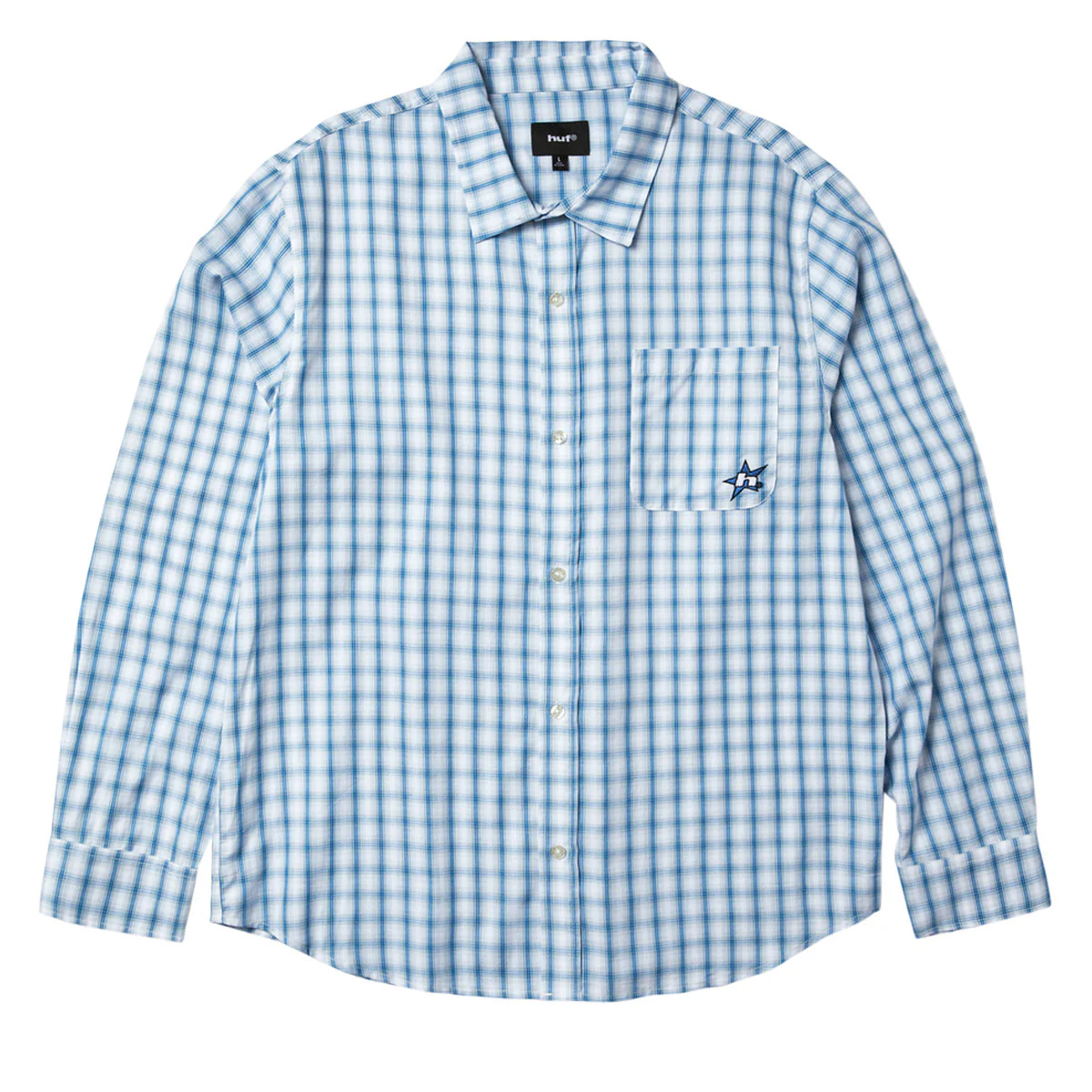 HUF H Star Long Sleeve Plaid Shirt - Light Blue