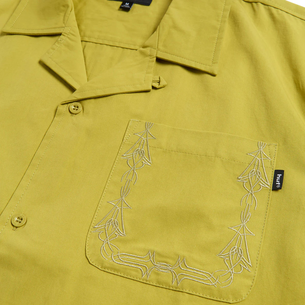 HUF Pinstripe Emb Resort Shirt - Avocado - Image 3