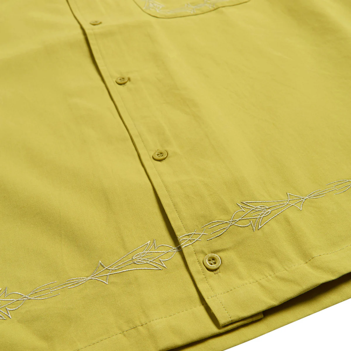 HUF Pinstripe Emb Resort Shirt - Avocado - Image 4