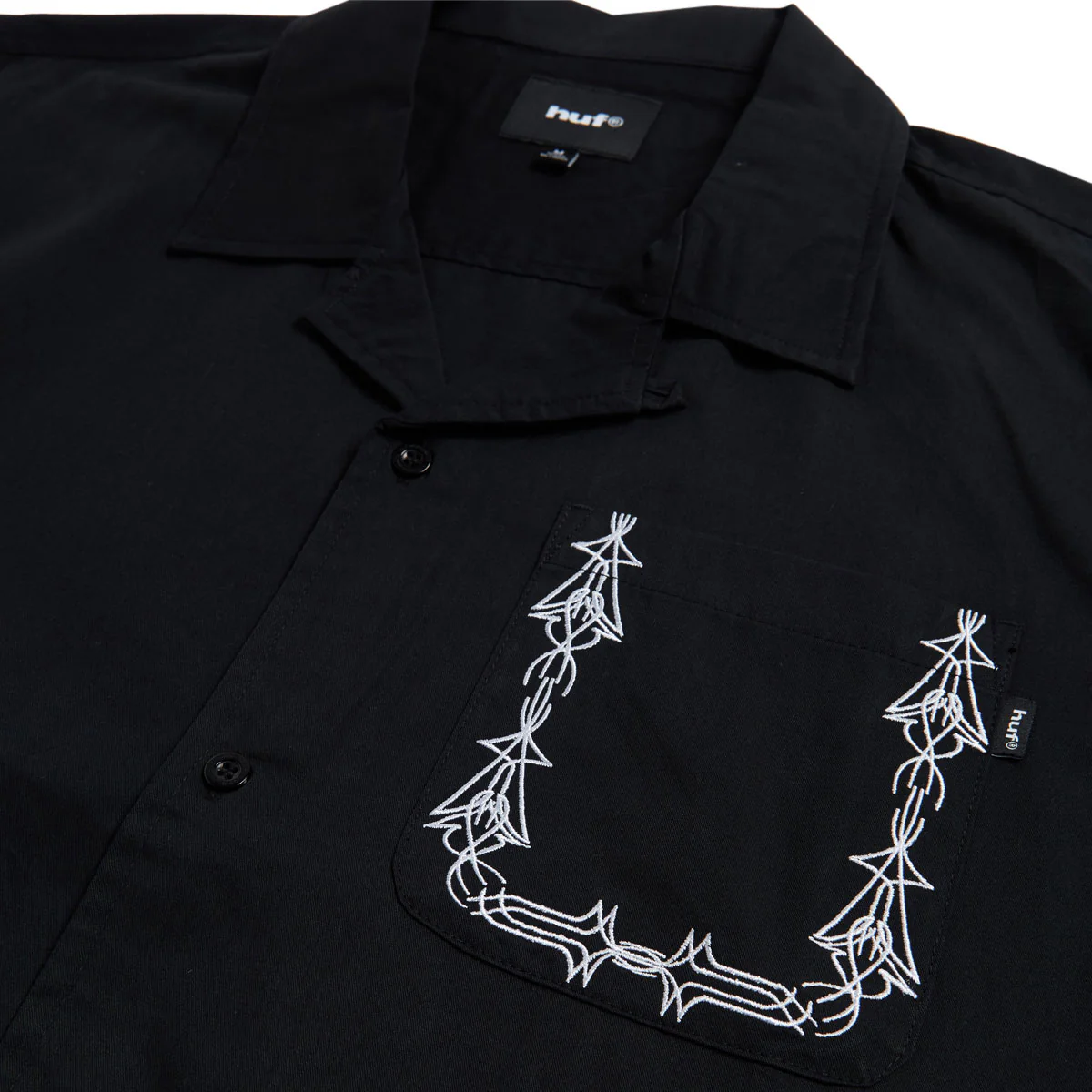 HUF Pinstripe Emb Resort Shirt - Black - Image 3