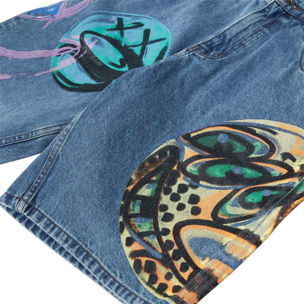 HUF x Kenny Scharf Spray Guys Denim Shorts - Multi - Image 4
