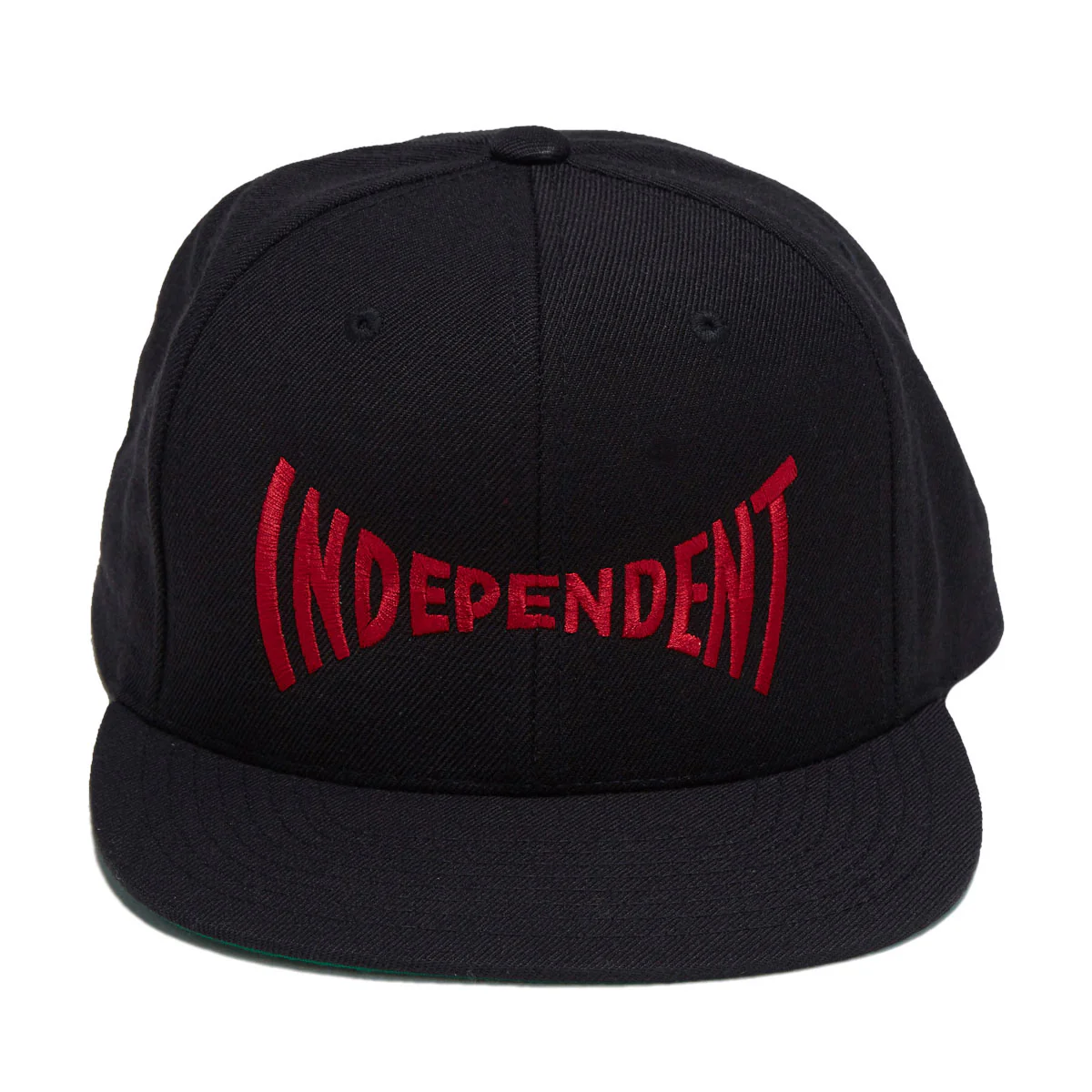 Independent Span Embroidered Snapback Hat - Black/Dark Red - Image 2