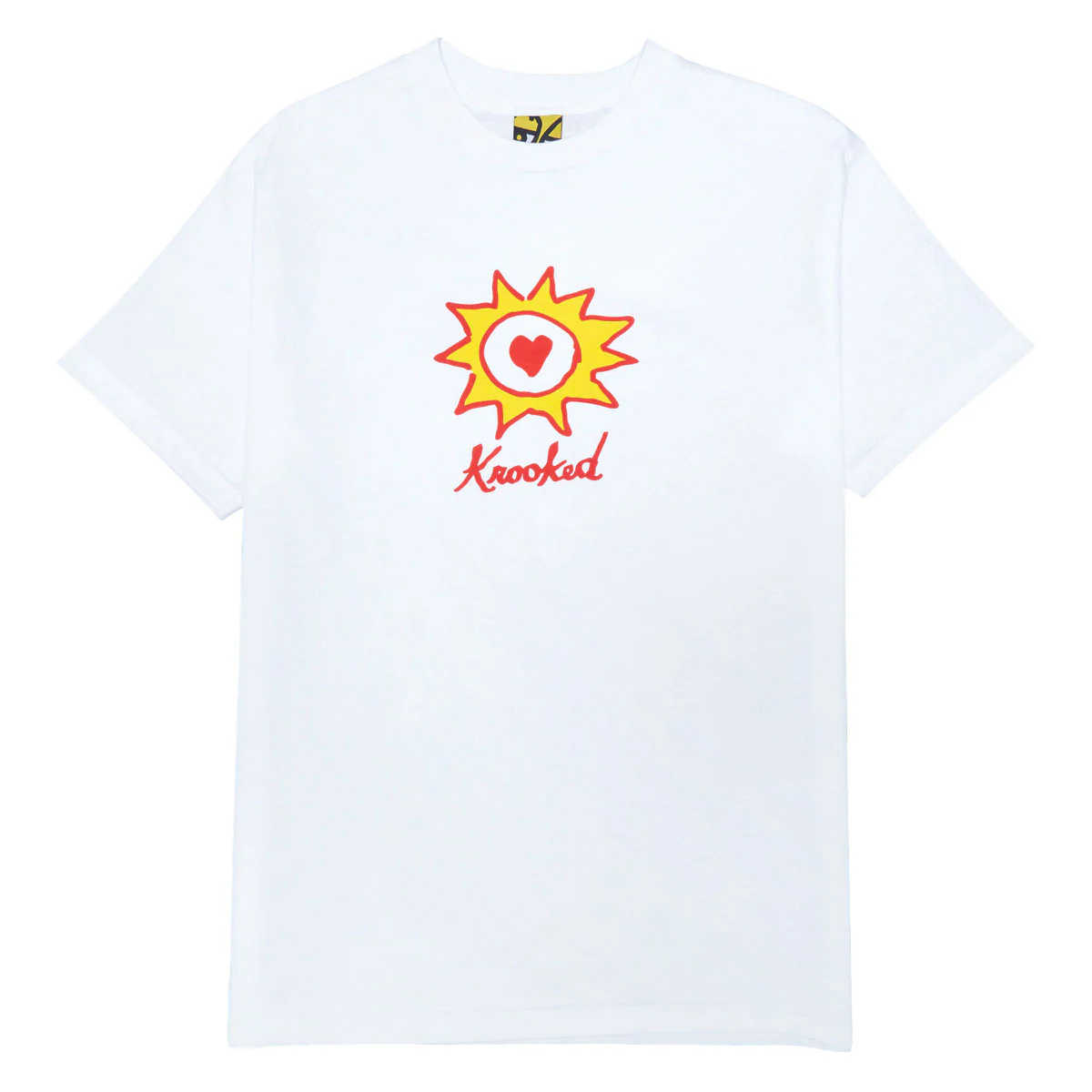 Krooked Sun Heart T-Shirt - White/Red/Yellow