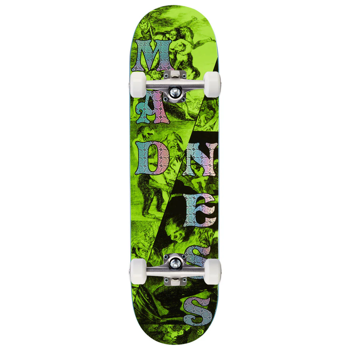 Madness Split R7 Skateboard Complete - Safety Yellow/Holographic - 8.25"