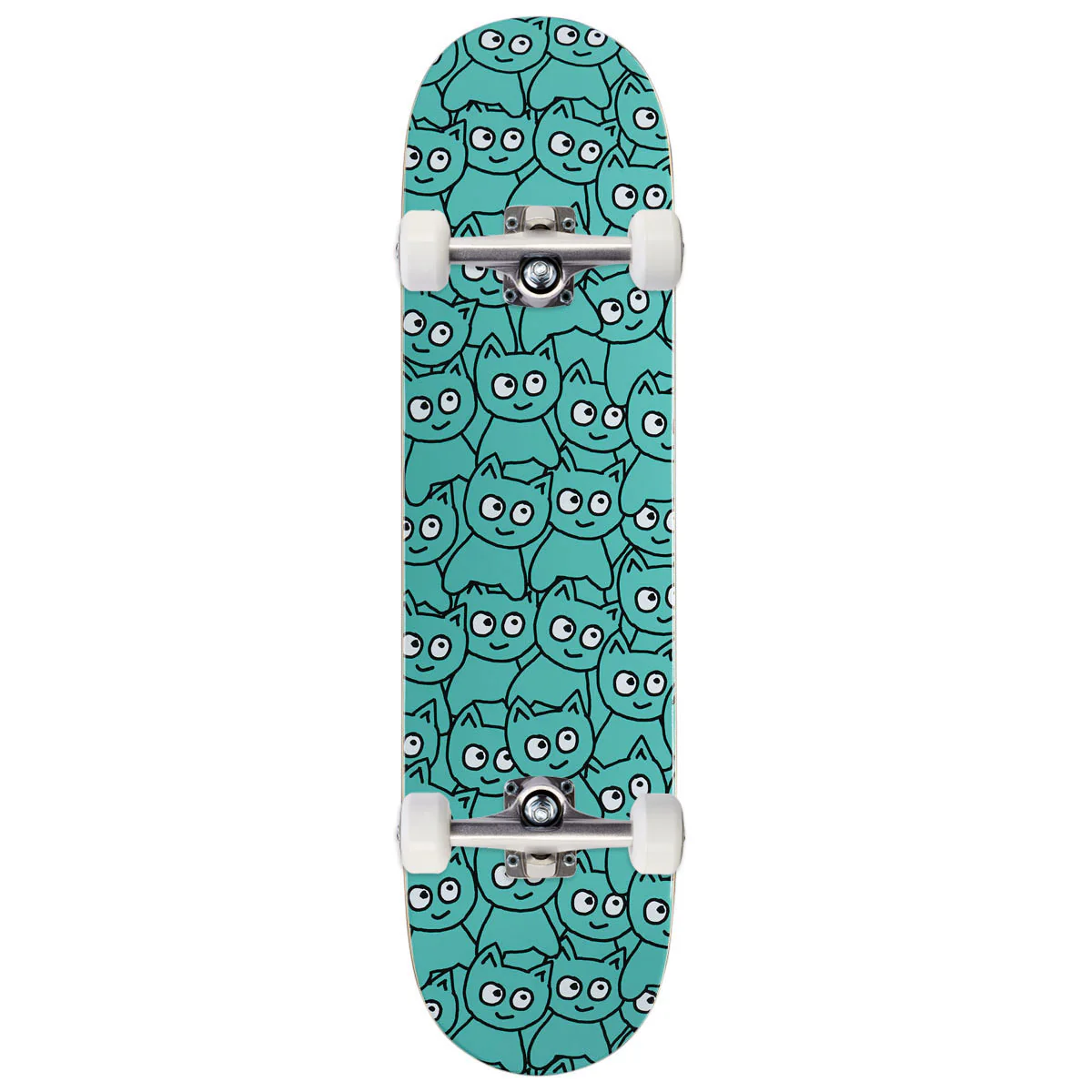 Meow Sticker Pile Skateboard Complete - Teal - 8.00"